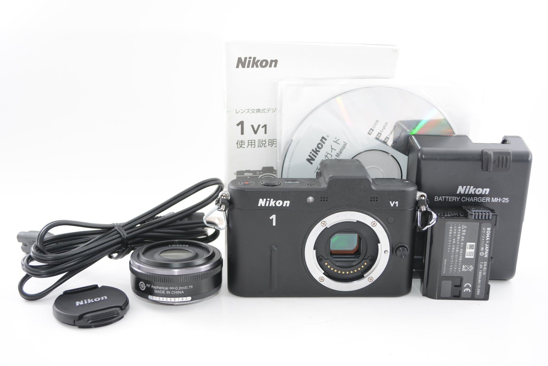 【外観並級】Nikon ミラーレス一眼カメラ Nikon 1 V1 薄型レンズキット ブラック