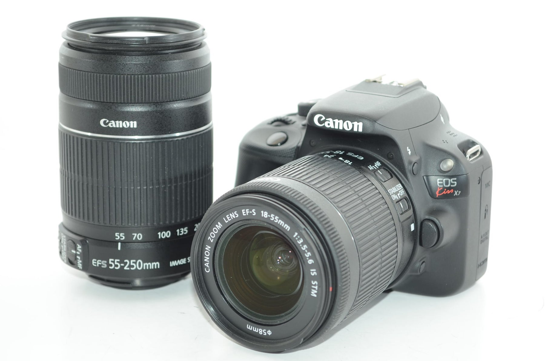 【外観並級】Canon デジタル一眼レフカメラ EOS Kiss X7 ダブルズームキット EF-S18-55mm/EF-S55-250mm付属 KISSX7-WKIT