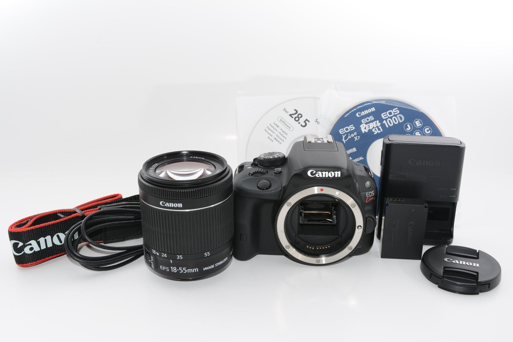 【外観並級】Canon デジタル一眼レフカメラ EOS Kiss X7 レンズキット EF-S18-55mm F3.5-5.6 IS STM付属 KISSX7-1855ISSTMLK