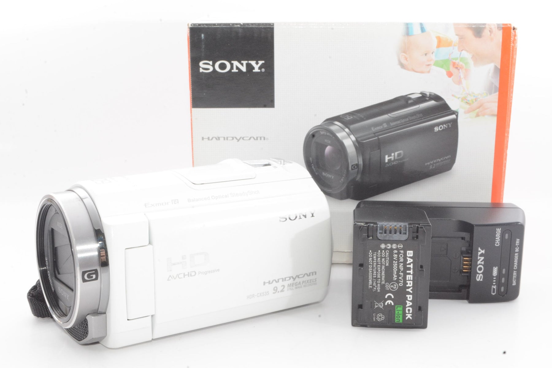 【外観並級】ソニー SONY ビデオカメラ Handycam CX535 内蔵メモリ32GB ホワイト HDR-CX535/W