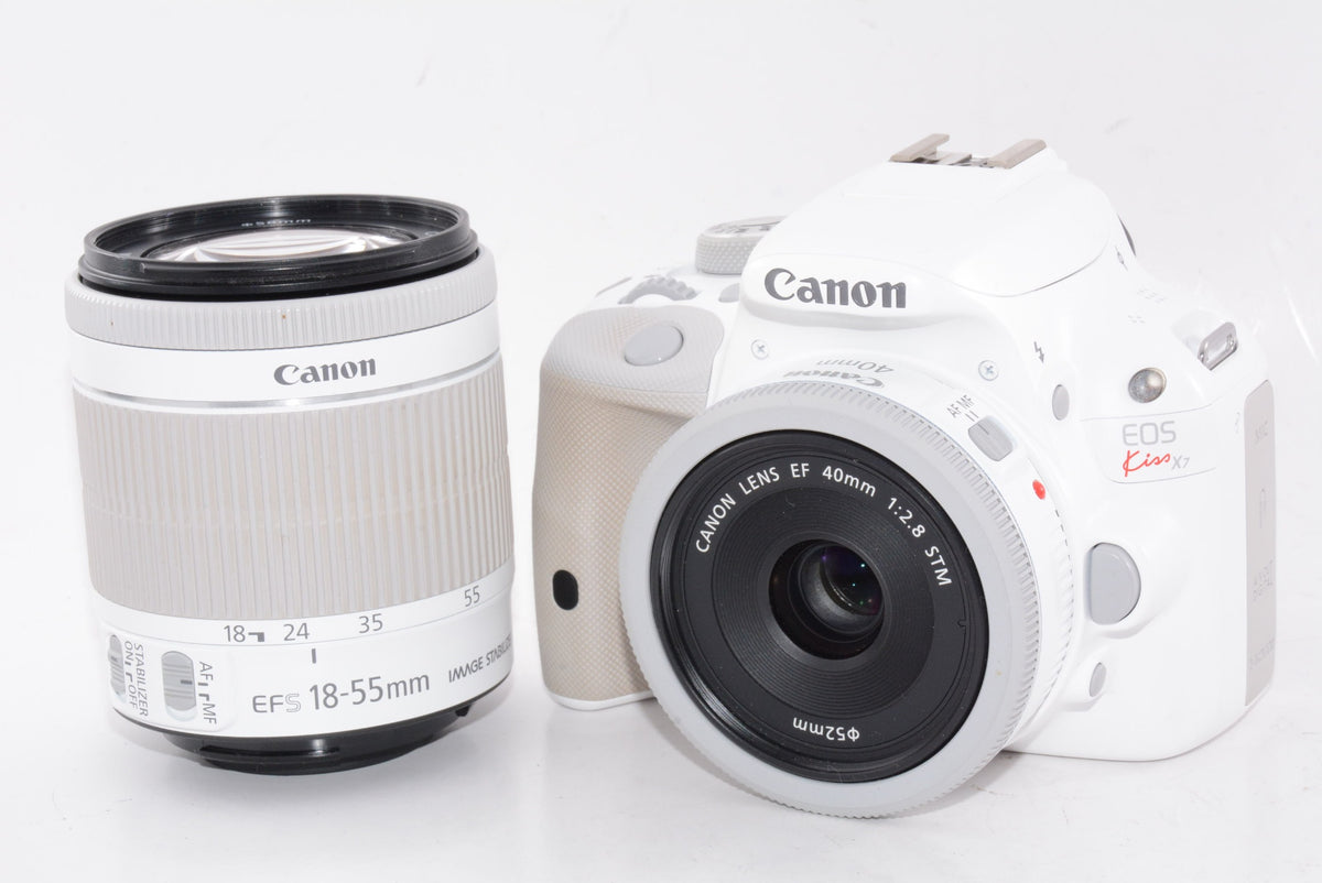 【外観特上級】Canon デジタル一眼レフカメラ EOS Kiss X7(ホワイト) ダブルレンズキット2
