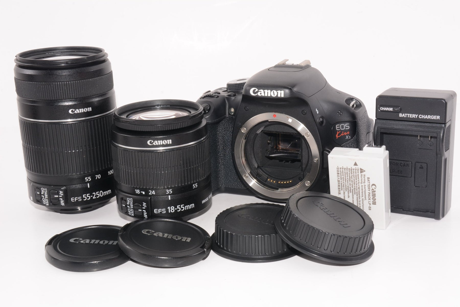 【外観並級】Canon デジタル一眼レフカメラ EOS Kiss X5 ダブルズームキット EF-S18-55mm/EF-S55-250mm付属 KISSX5-WKIT