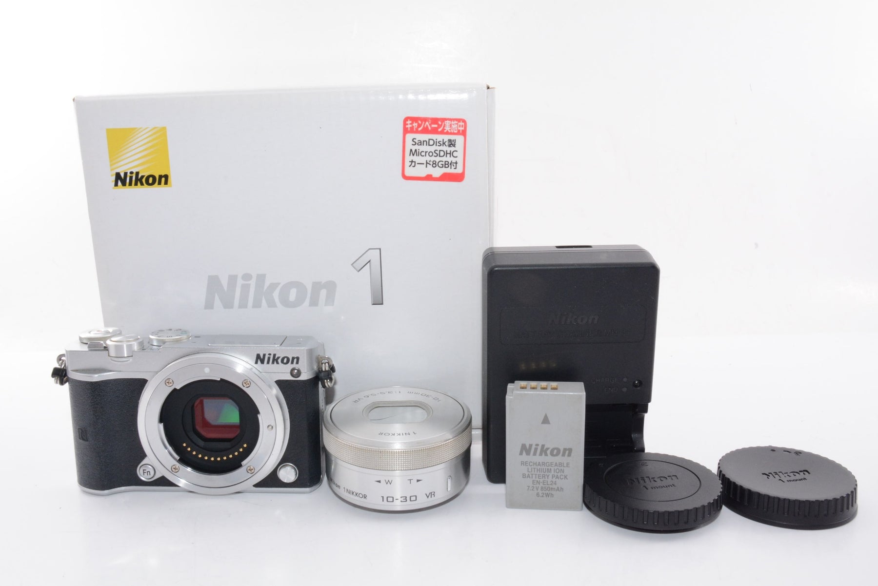 【外観並級】Nikon ミラーレス一眼 Nikon1 J5 標準パワーズームレンズキット シルバー J5HPLKSL