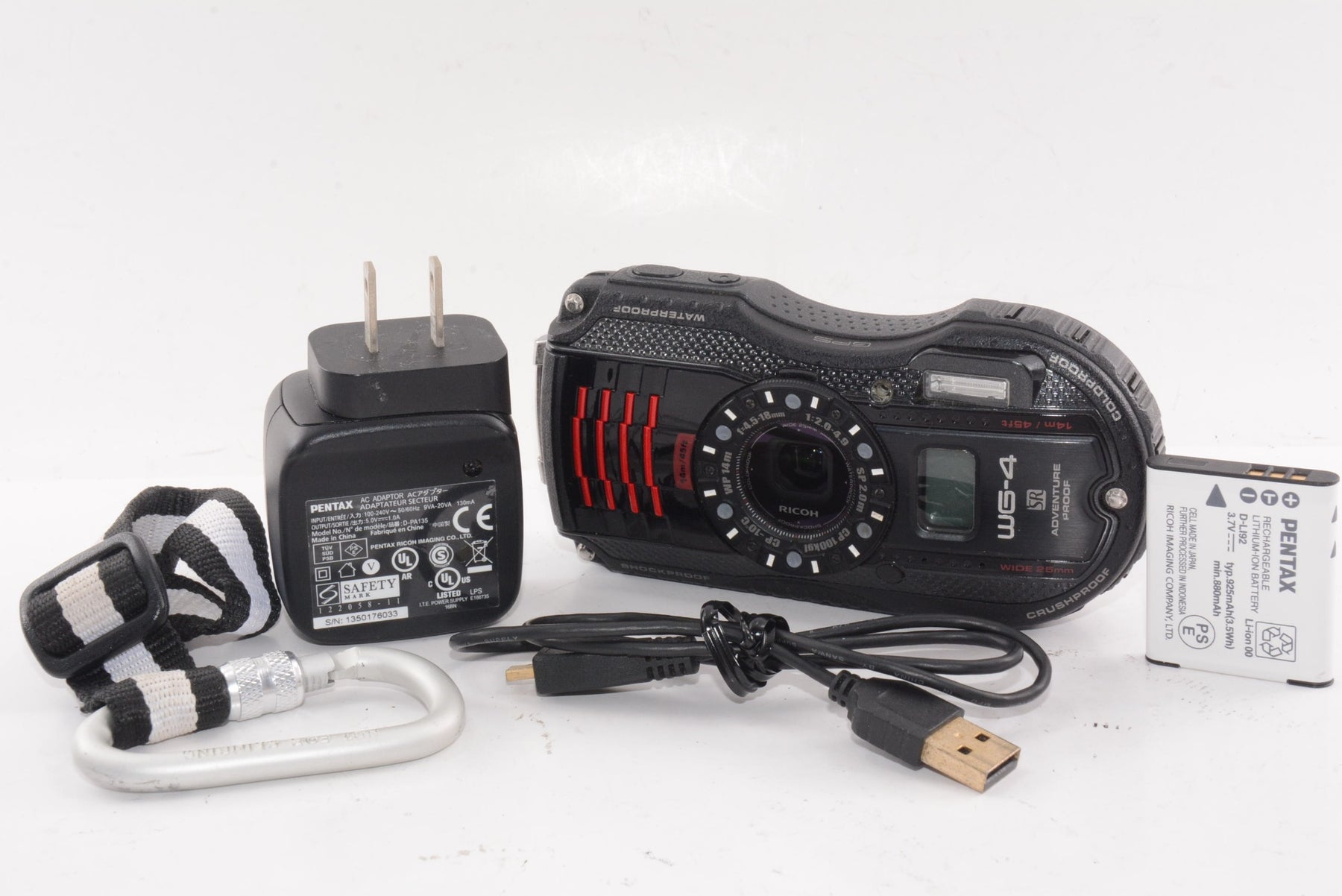 【外観並級】RICOH 防水デジタルカメラ RICOH WG-4GPS ブラック 防水14m耐ショック2.0m耐寒-10度 RICOH WG-4GPSBK 08543