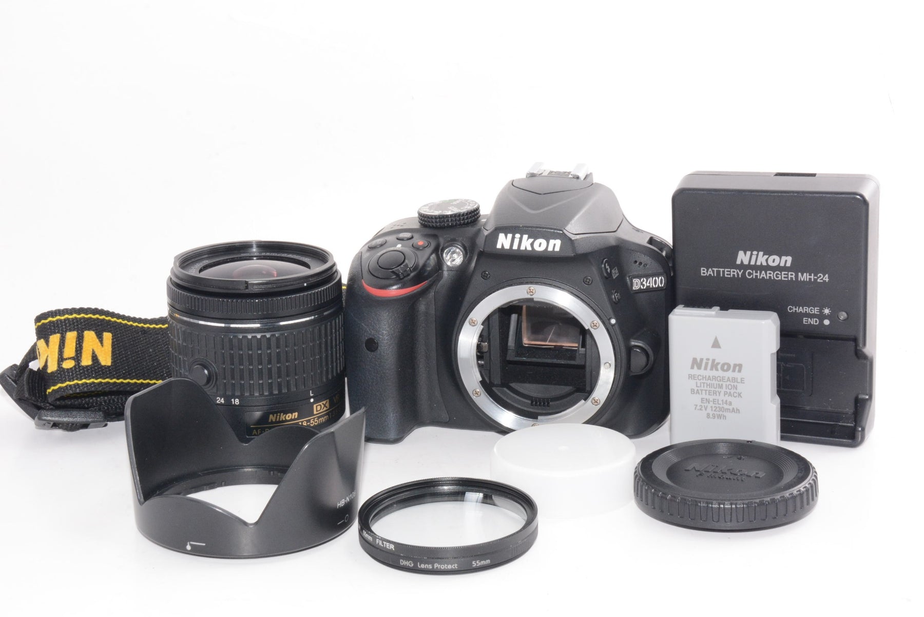 【外観特上級】Nikon デジタル一眼レフカメラ D3400 AF-P 18-55 VR レンズキット ブラック D3400LKBK