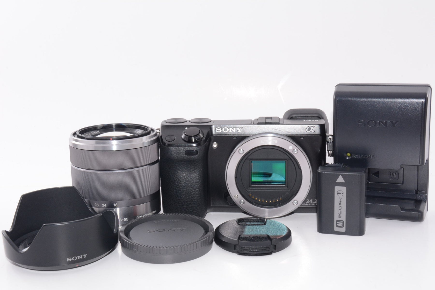 【外観並級】ソニー SONY ミラーレス一眼 α NEX-7 ズームレンズキット E18-55mm F3.5-5.6 OSS付属 専用ブラックモデル NEX-7K