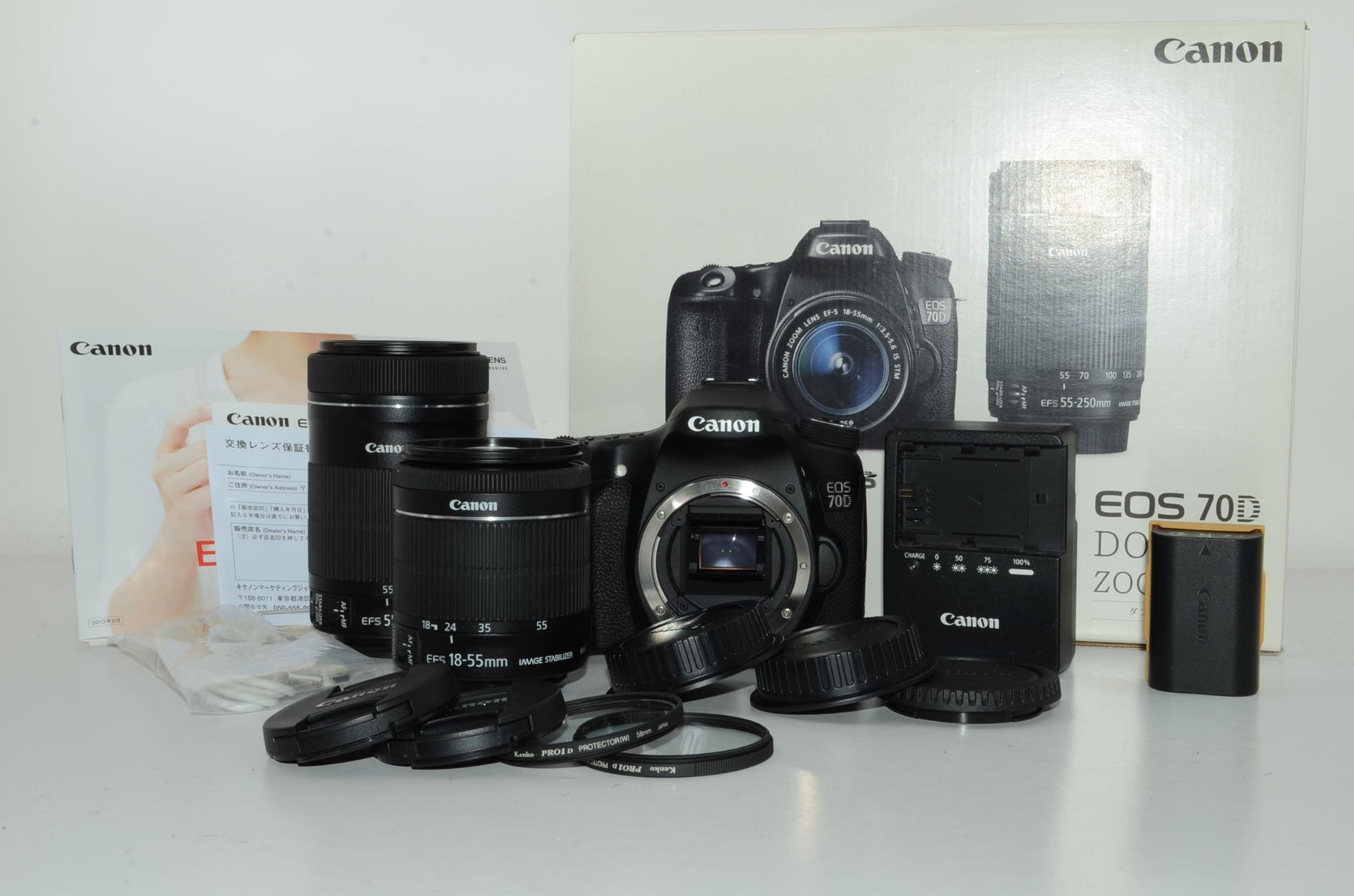 【外観並級】Canon デジタル一眼レフカメラ EOS 70D ダブルズームキット EF-S18-55 IS STM/EF-S55-250 IS STM付属 EOS70D-WKIT