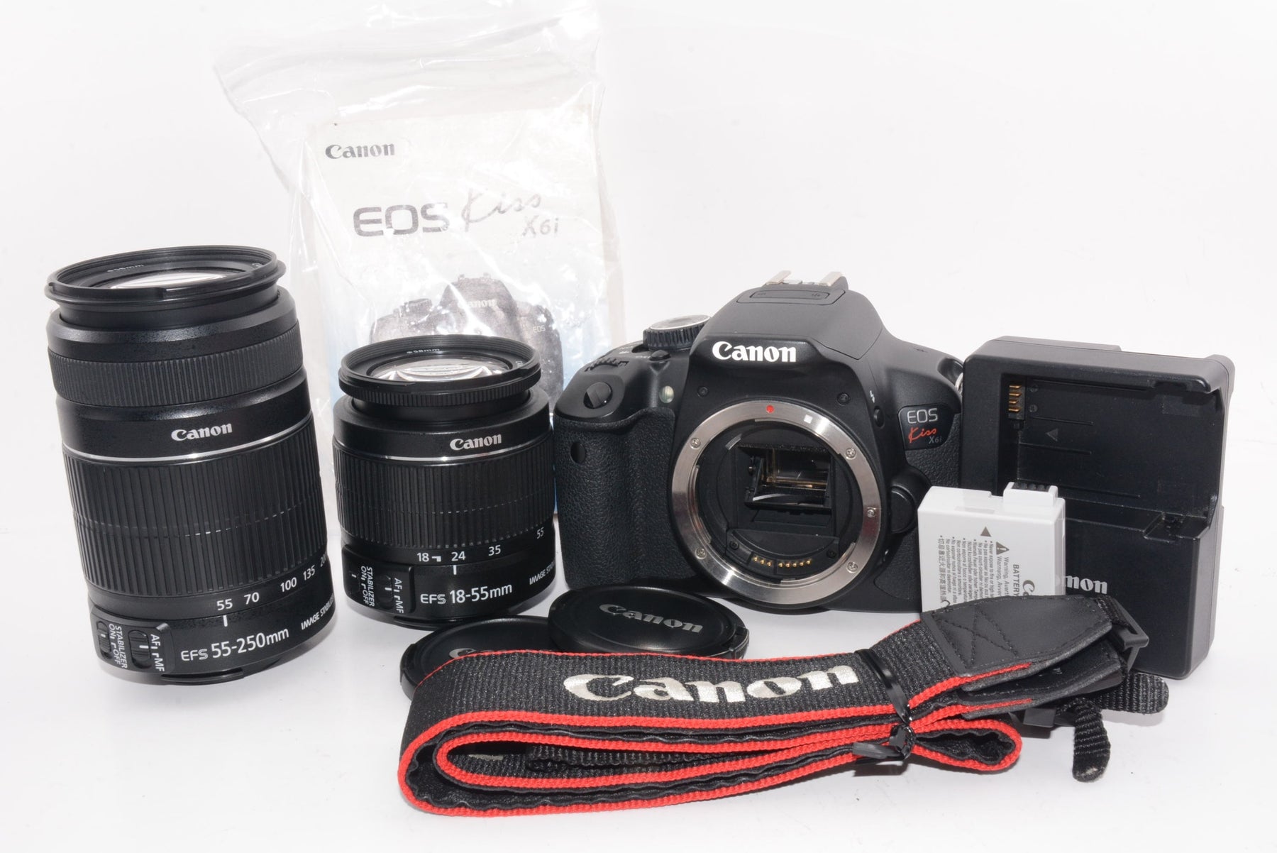 【外観並級】Canon デジタル一眼レフカメラ EOS Kiss X6i ダブルズームキット EF-S18-55mm/EF-S55-250mm付属 KISSX6i-WKIT