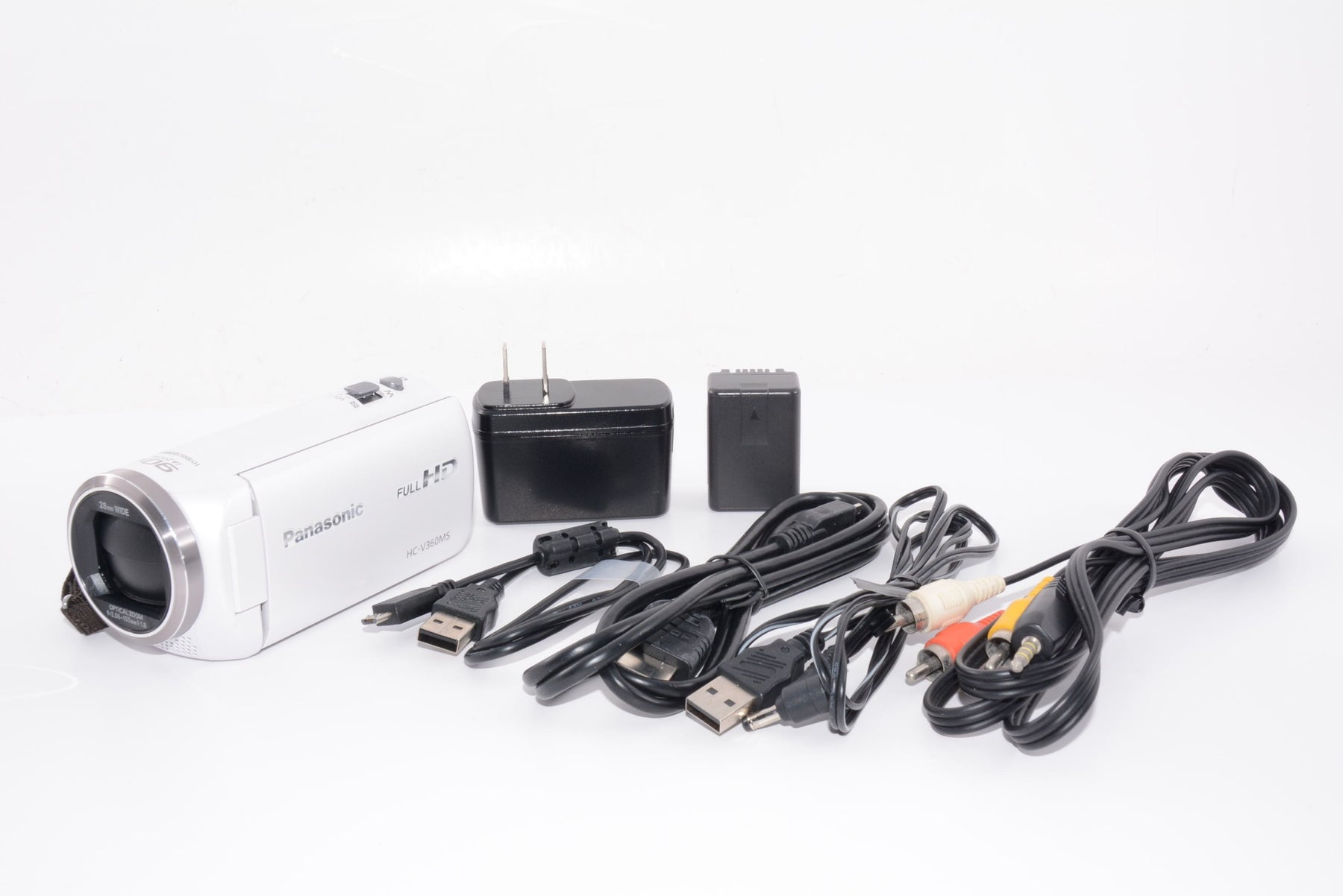 【外観特上級】パナソニック HDビデオカメラ V360M 16GB 高倍率90倍ズーム ホワイト HC-V360M-W