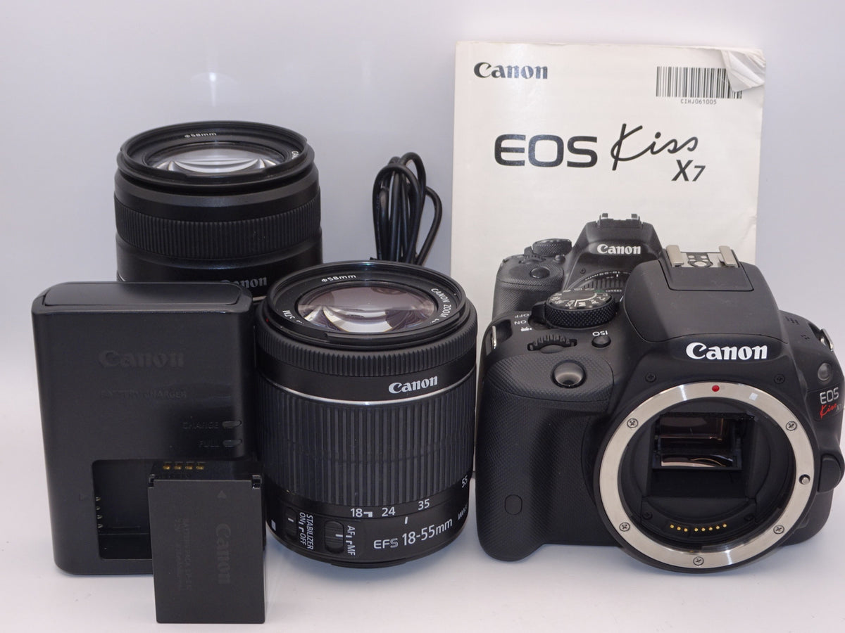 【外観特上級】Canon デジタル一眼レフカメラ EOS Kiss X7 ダブルズームキット EF-S18-55mm/EF-S55-250mm付属 KISSX7-WKIT