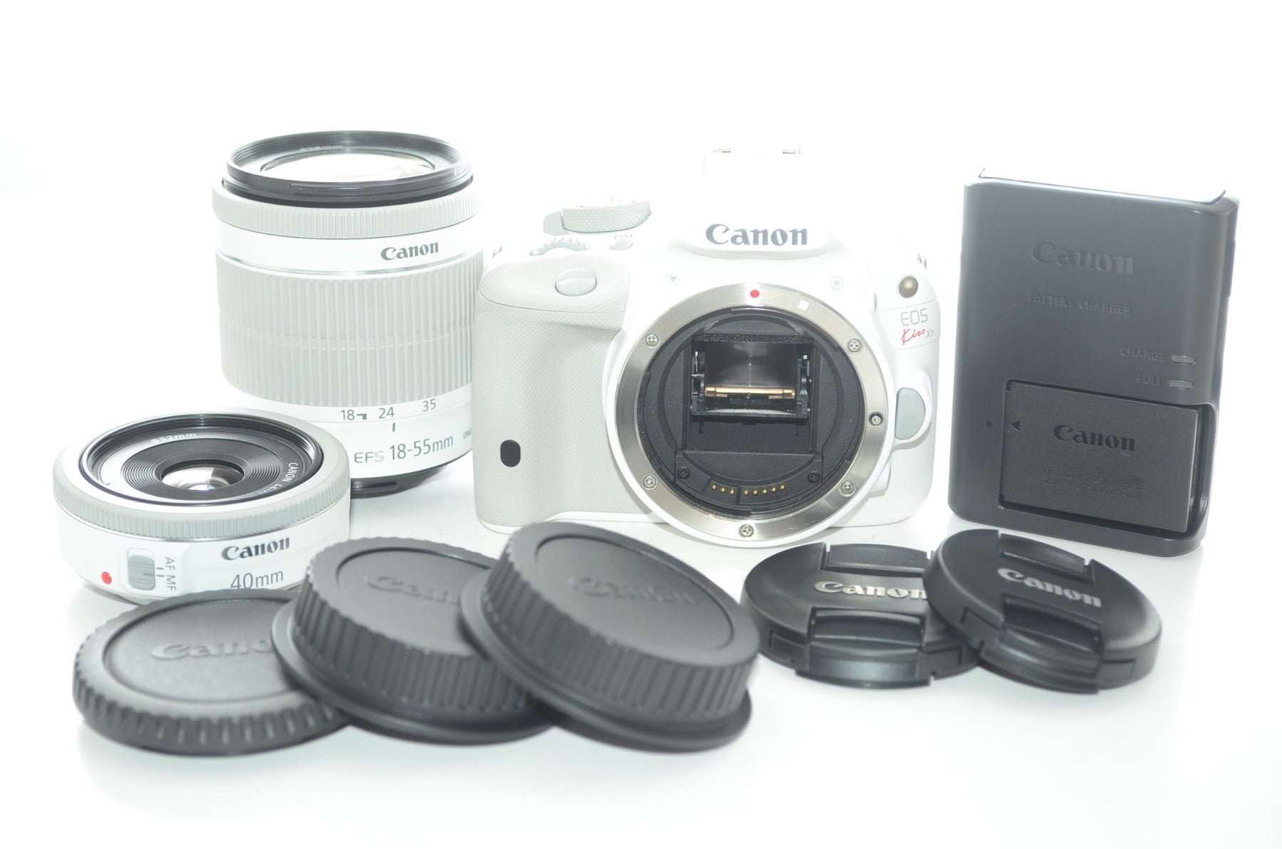 【外観並級】Canon デジタル一眼レフカメラ EOS Kiss X7(ホワイト) ダブルレンズキット2