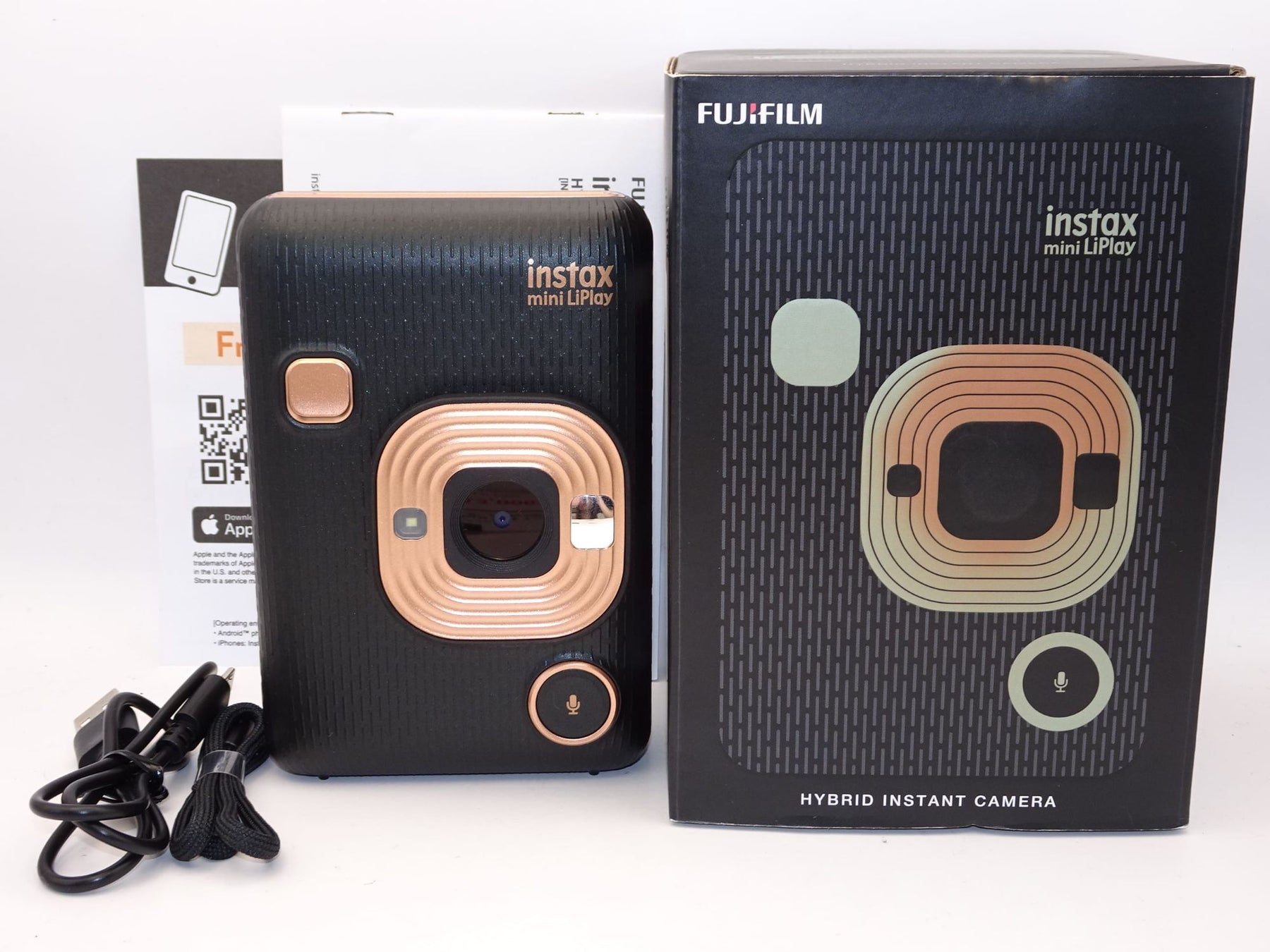 【外観特上級】FUJIFILM チェキ インスタントカメラ/スマホプリンター instax mini LiPlay エレガントブラック INS MINI HM1 ELEGANT BLACK