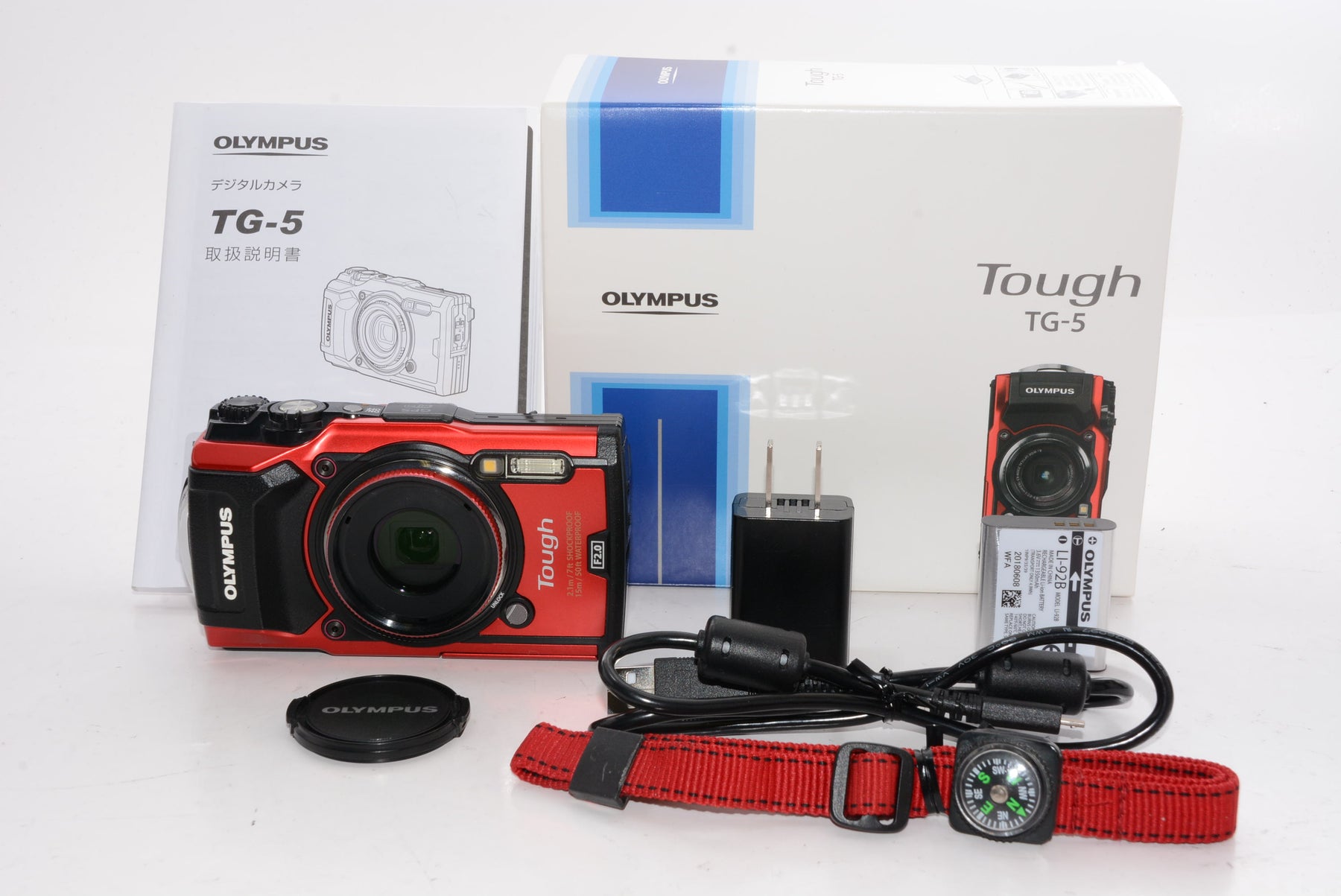 【外観特上級】OLYMPUS デジタルカメラ Tough TG-5 レッド 1200万画素CMOS F2.0 15m 防水 100kgf耐荷重 GPS+電子コンパス&内蔵Wi-Fi TG-5 RED