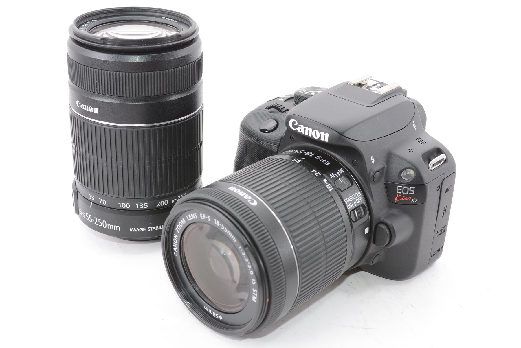 【外観特上級】Canon デジタル一眼レフカメラ EOS Kiss X7 ダブルズームキット EF-S18-55mm/EF-S55-250mm付属 KISSX7-WKIT