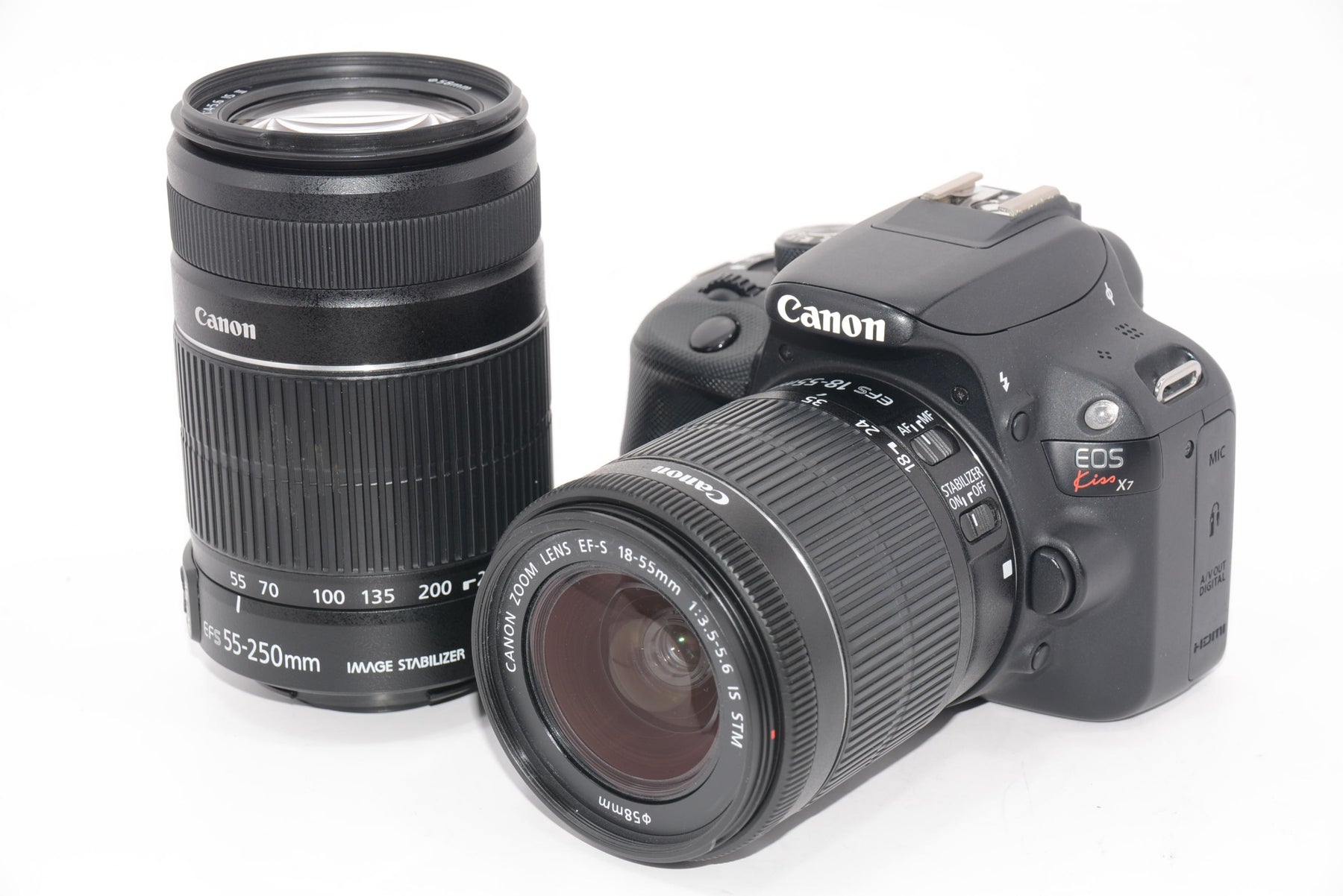 【外観特上級】Canon デジタル一眼レフカメラ EOS Kiss X7 ダブルズームキット EF-S18-55mm/EF-S55-250mm付属 KISSX7-WKIT