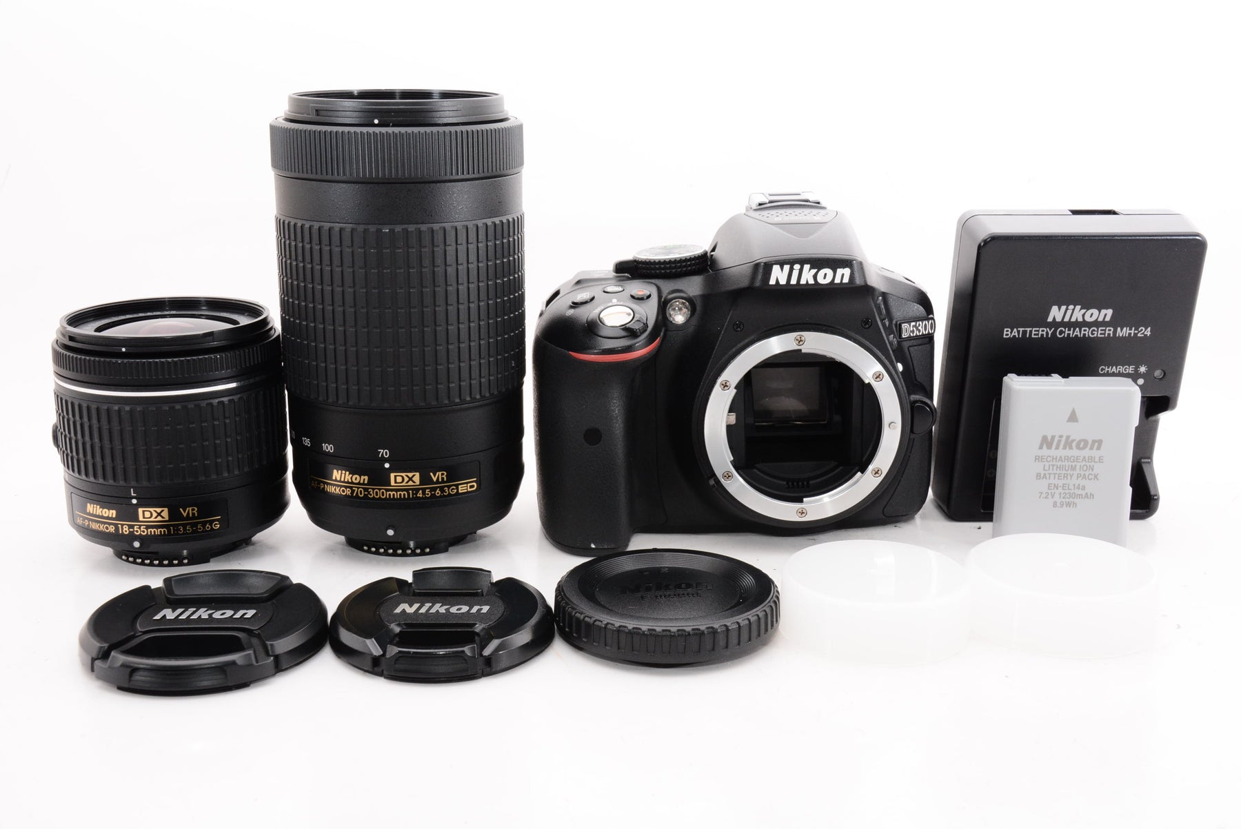 【外観特上級】Nikon デジタル一眼レフカメラ D5300 AF-P ダブルズームキット ブラック D5300WZ3
