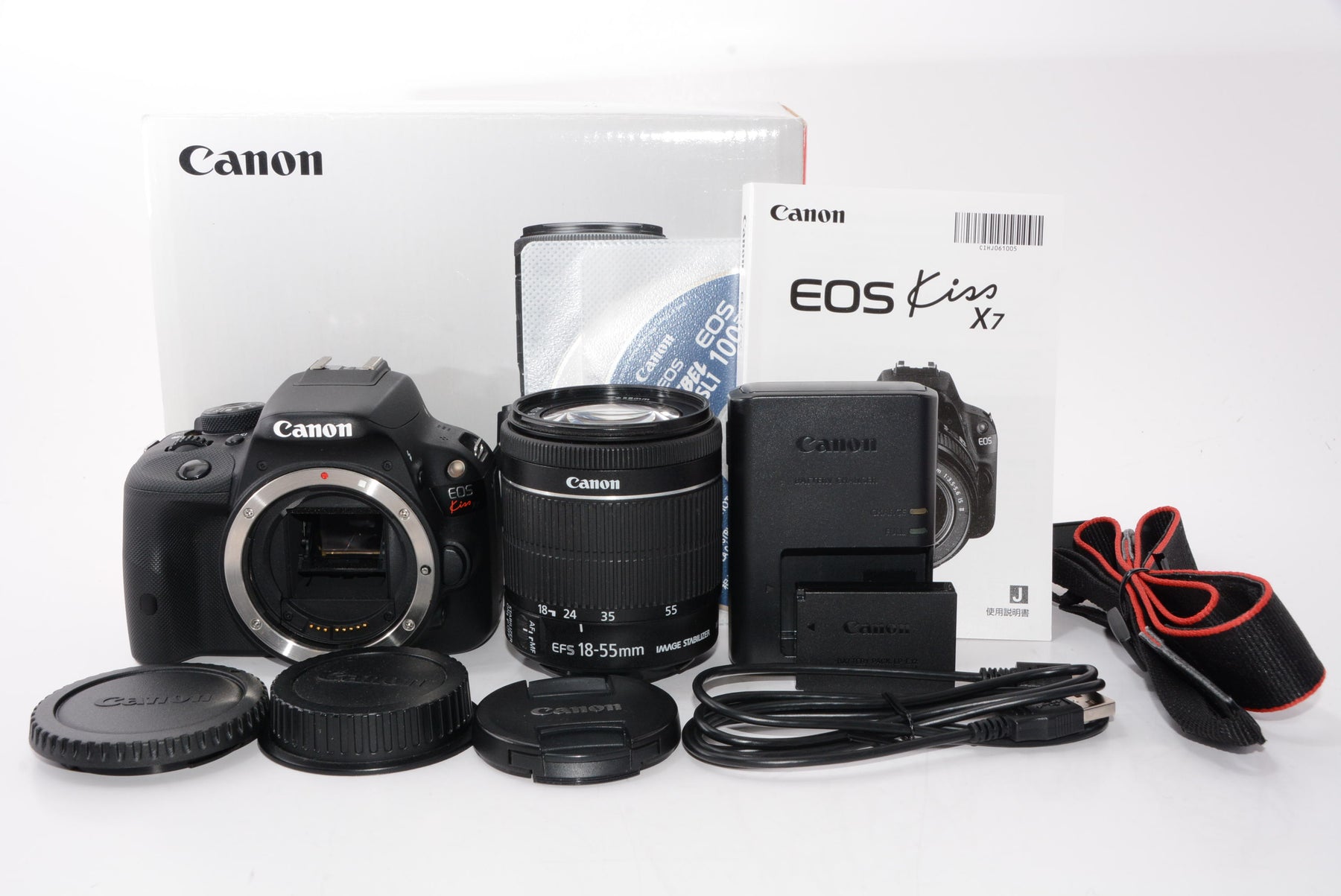 【外観特上級】Canon デジタル一眼レフカメラ EOS Kiss X7 レンズキット EF-S18-55mm F3.5-5.6 IS STM付属 KISSX7-1855ISSTMLK