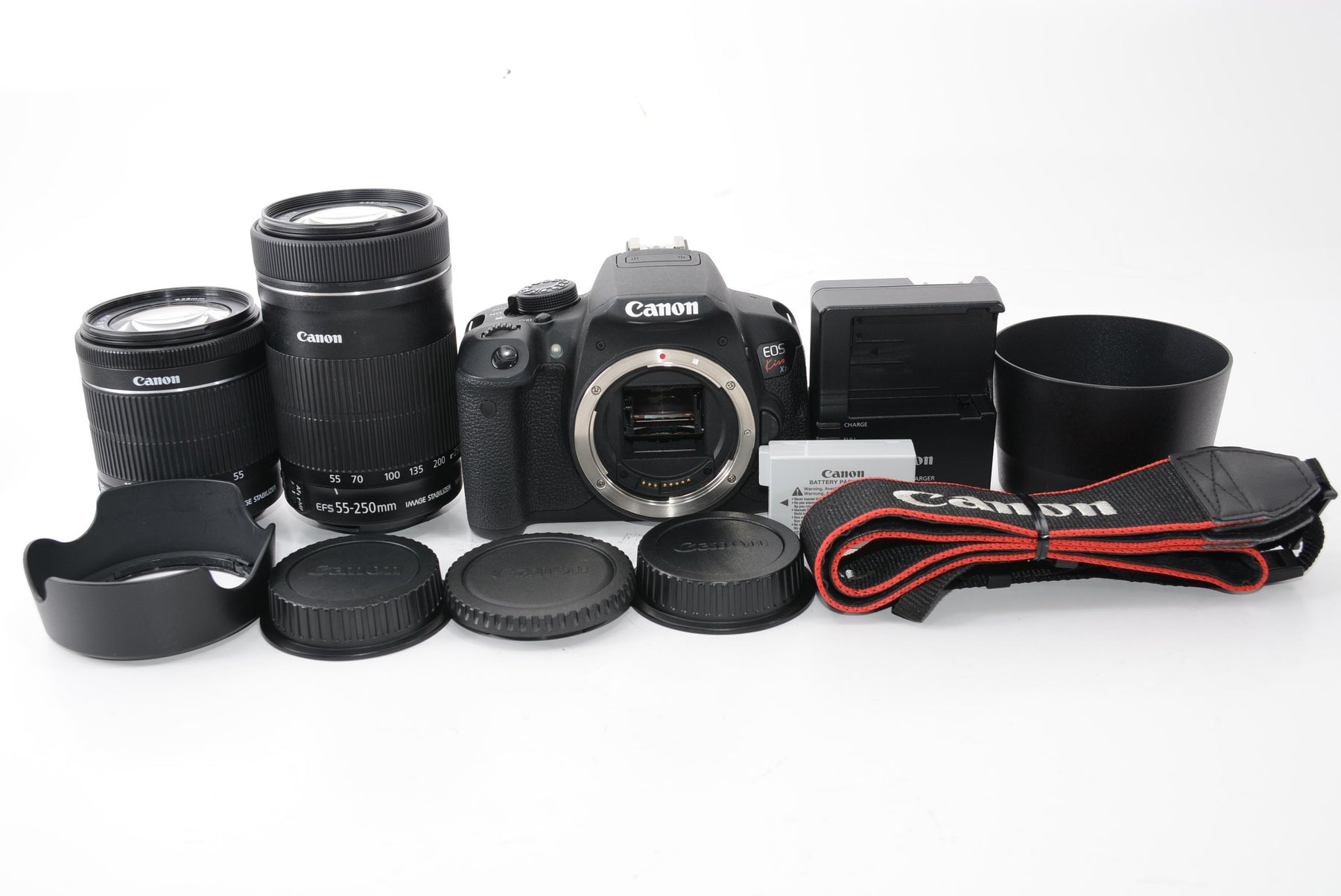 【外観特上級】Canon デジタル一眼レフカメラ EOS Kiss X7i ダブルズームキット EF-S18-55 IS STM/EF-S55-250 IS STM付属 KISSX7I-WKIT