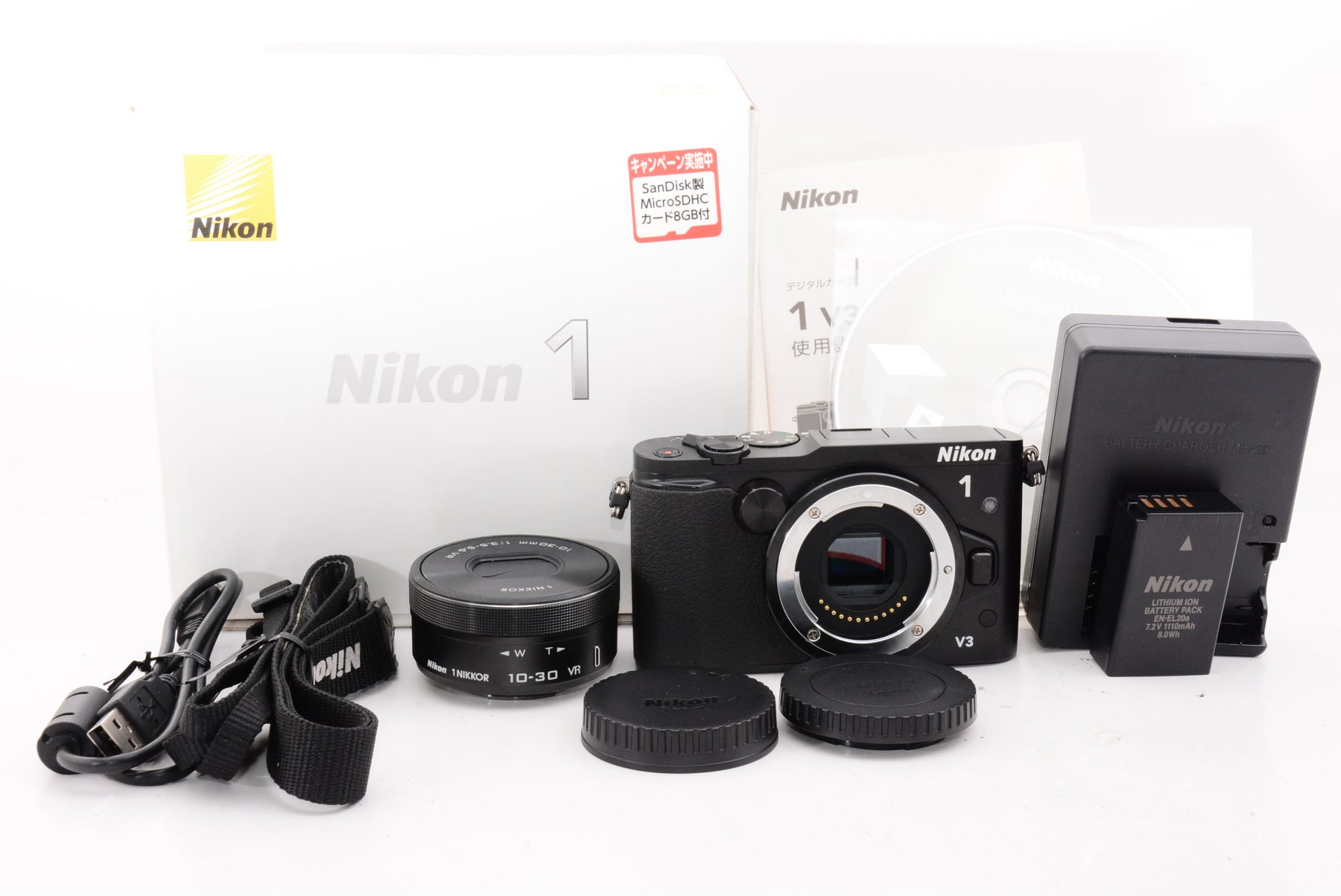 【外観特上級】Nikon ミラーレス一眼Nikon 1 V3 標準パワーズームレンズキット ブラック N1V3HPLKBK
