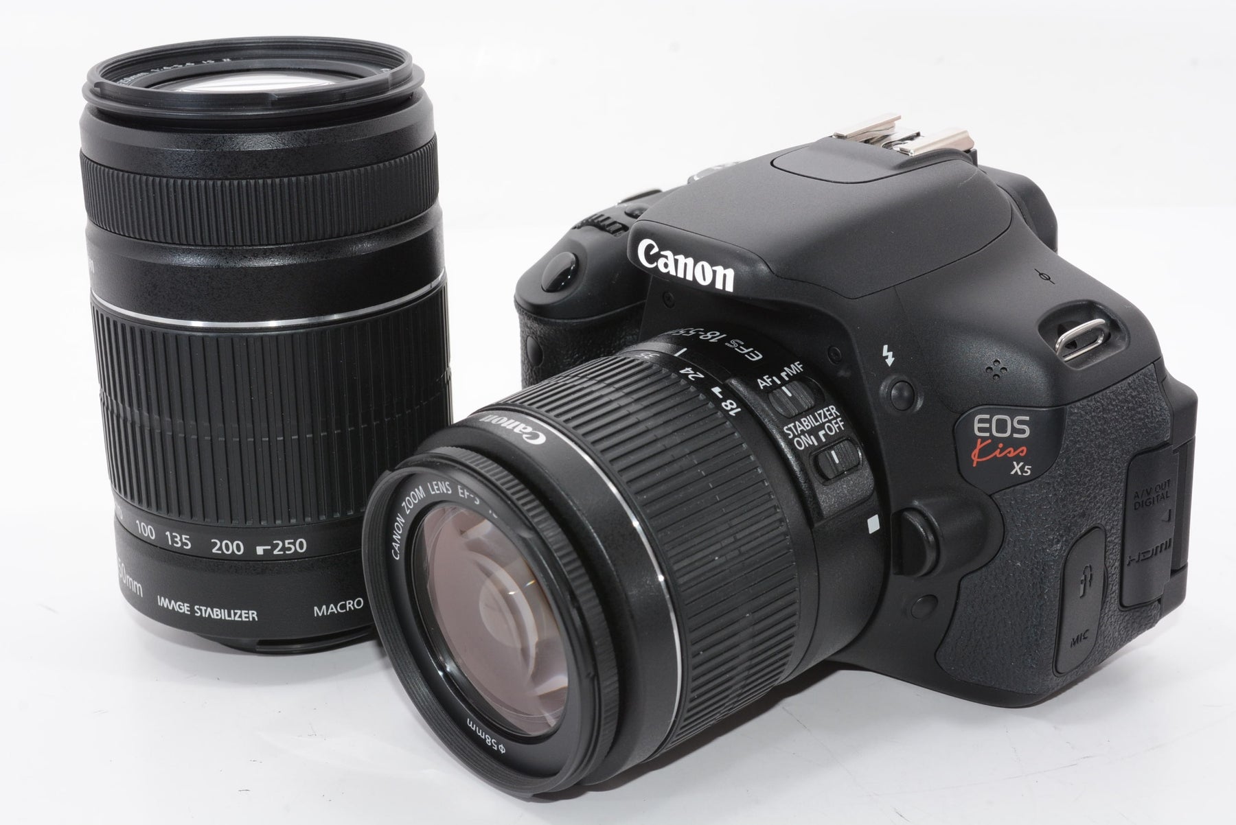 【外観特上級】Canon デジタル一眼レフカメラ EOS Kiss X5 ダブルズームキット EF-S18-55mm/EF-S55-250mm付属 KISSX5-WKIT