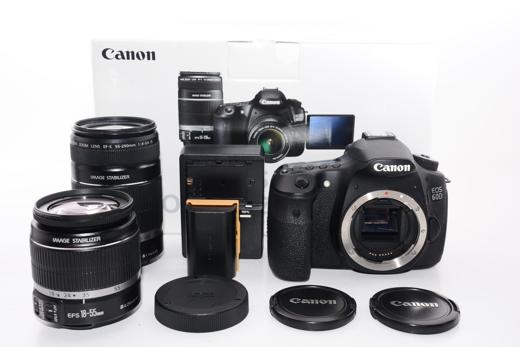 【外観特上級】Canon デジタル一眼レフカメラ EOS 60D ダブルズームキット EF-S18-55mm/EF-S55-250mm付属 EOS60D-WKIT