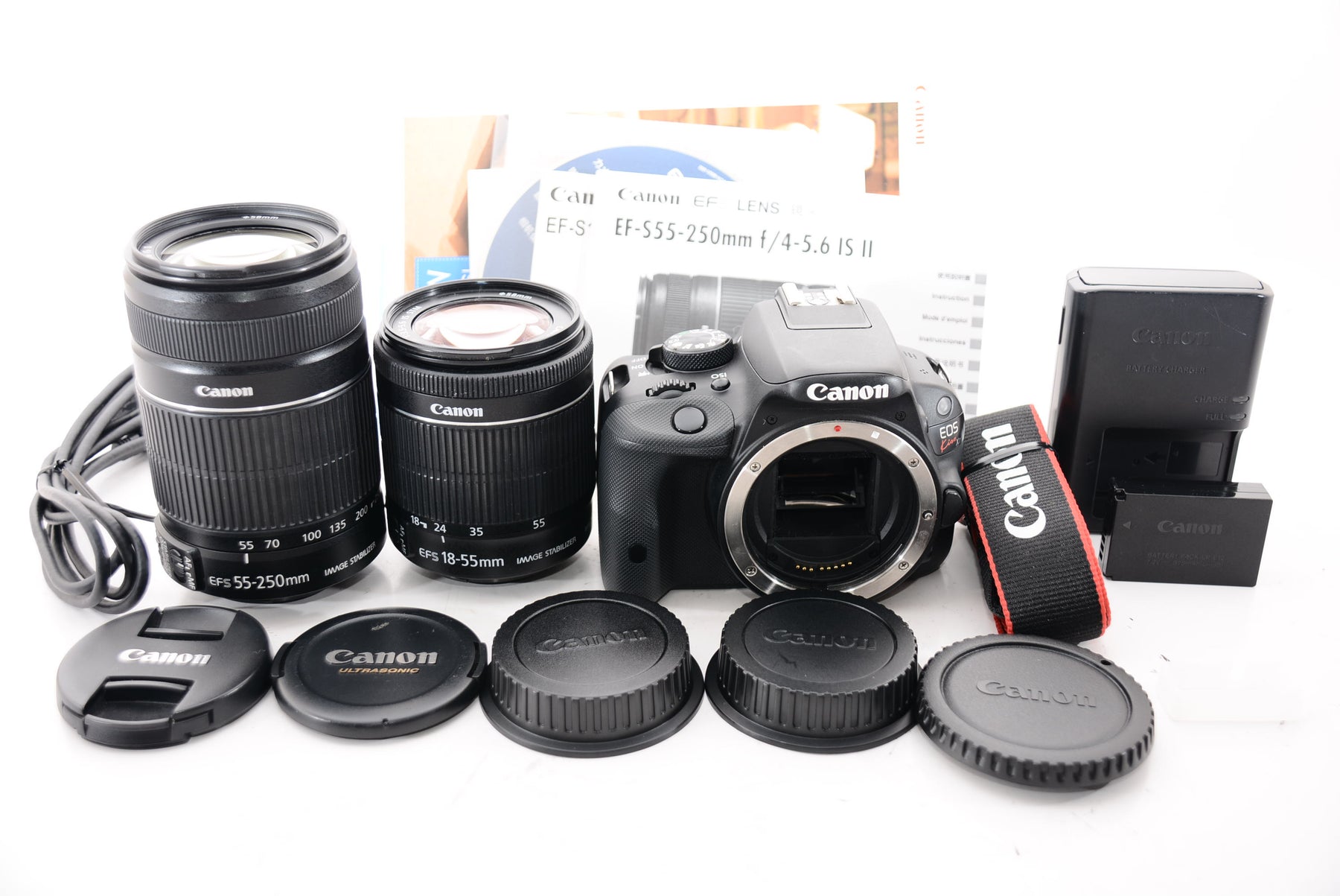 【外観特上級】Canon デジタル一眼レフカメラ EOS Kiss X7 ダブルズームキット EF-S18-55mm/EF-S55-250mm付属 KISSX7-WKIT