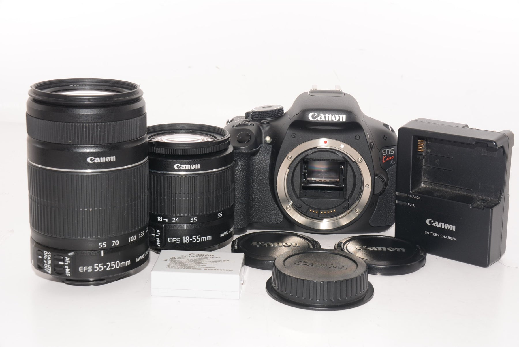 【外観特上級】Canon デジタル一眼レフカメラ EOS Kiss X5 ダブルズームキット EF-S18-55mm/EF-S55-250mm付属 KISSX5-WKIT