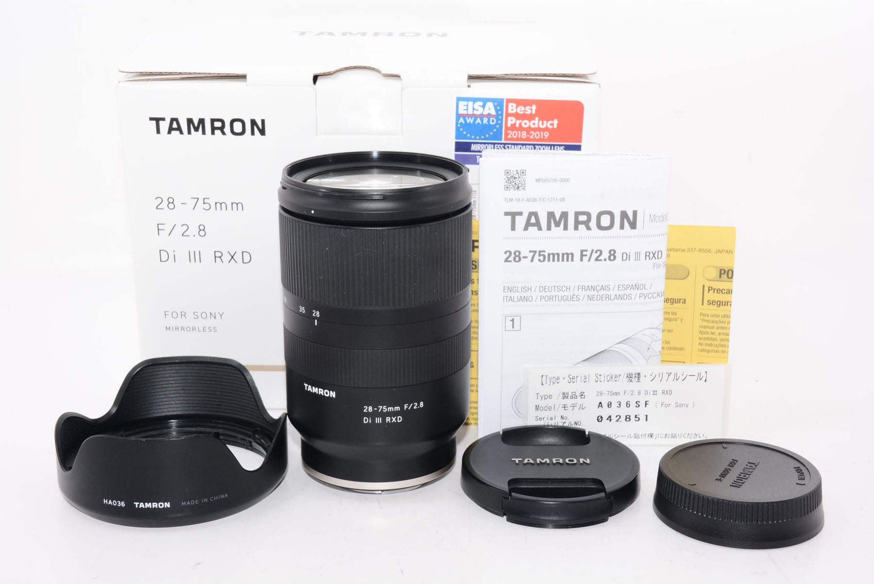 【外観特上級】タムロン(TAMRON) 28-75mm F/2.8 Di III RXD ソニーEマウント用(Model A036)