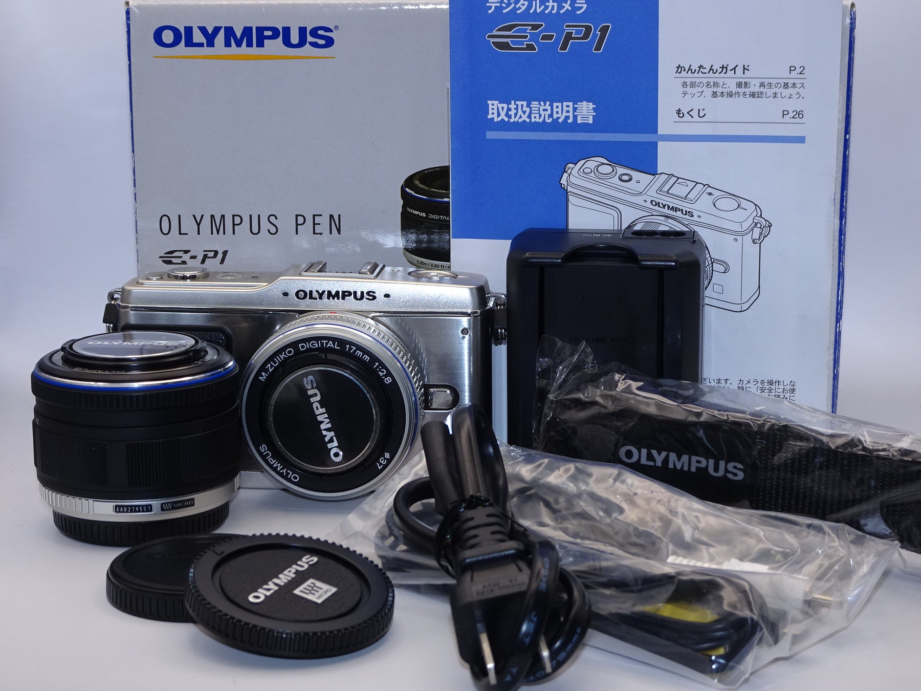 【外観特上級】OLYMPUS ミラーレス一眼 E-P1 ツインレンズキット シルバー E-P1 TKIT-SLV