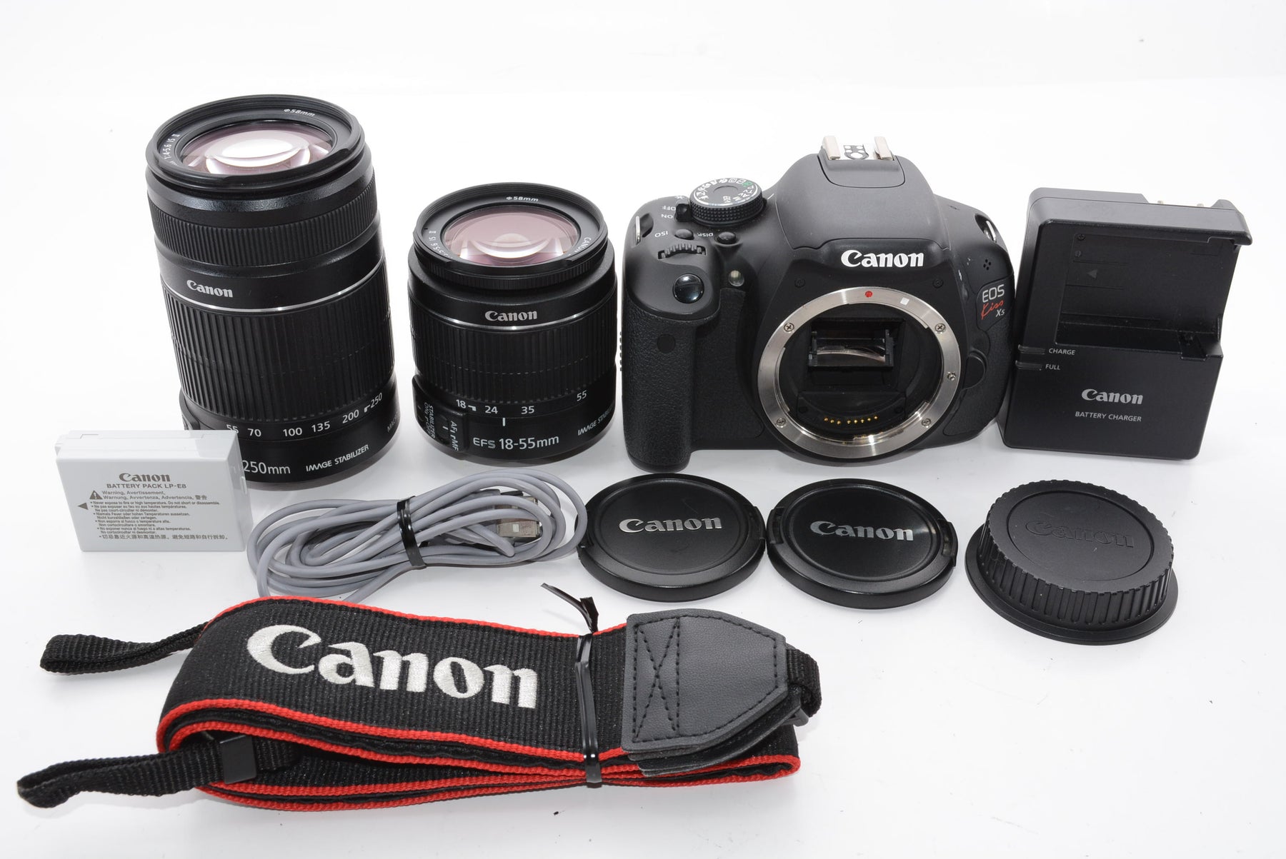 【外観特上級】Canon デジタル一眼レフカメラ EOS Kiss X5 ダブルズームキット EF-S18-55mm/EF-S55-250mm付属 KISSX5-WKIT