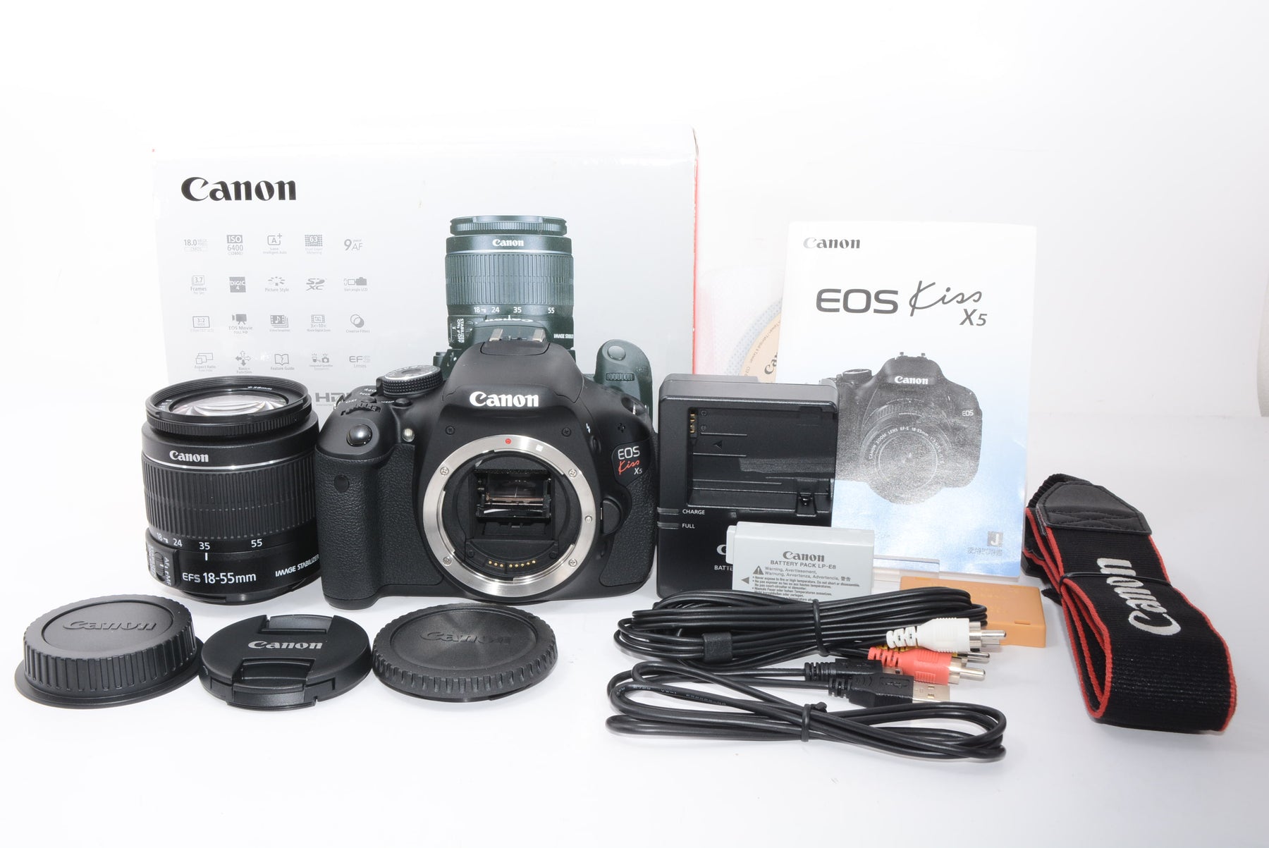 【外観特上級】Canon デジタル一眼レフカメラ EOS Kiss X5 レンズキット EF-S18-55mm F3.5-5.6 IS II付属 KISSX5-1855IS2LK