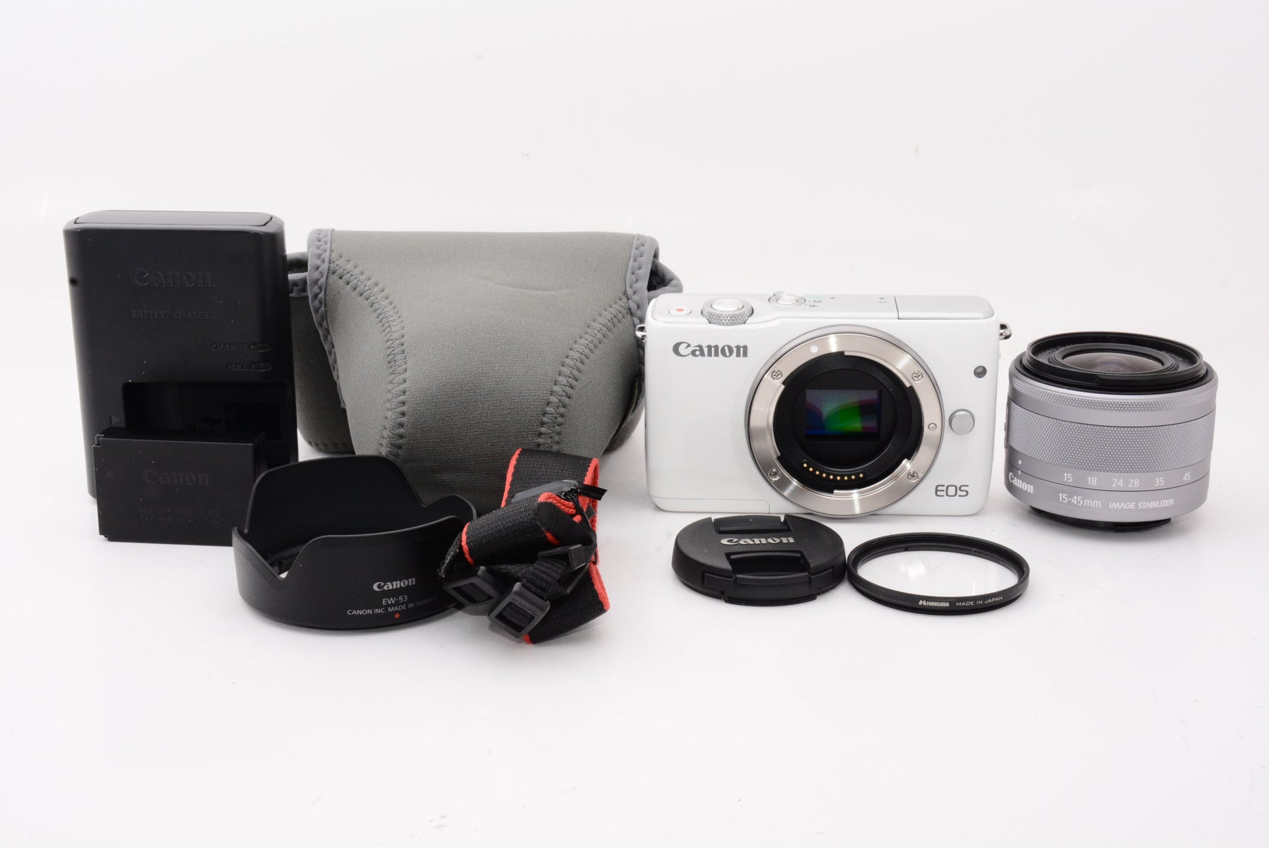 【外観特上級】Canon ミラーレス一眼カメラ EOS M10 レンズキット(ホワイト) EF-M15-45mm F3.5-6.3 IS STM 付属 EOSM10WH-1545ISSTMLK