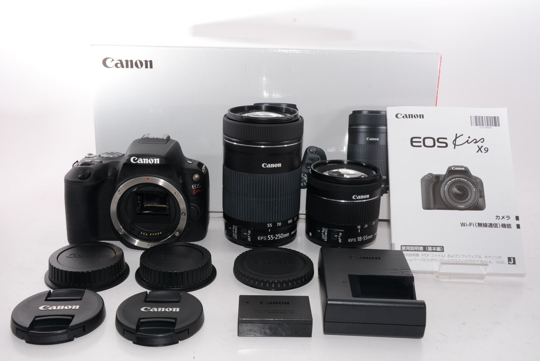 【外観特上級】Canon デジタル一眼レフカメラ「EOS Kiss X9」ダブルズームキット (ブラック) EOSKISSX9BK-WKIT