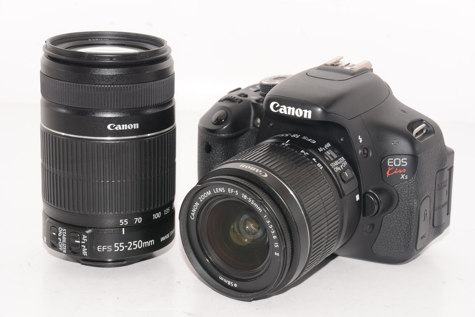 【外観特上級】Canon デジタル一眼レフカメラ EOS Kiss X5 ダブルズームキット EF-S18-55mm/EF-S55-250mm付属 KISSX5-WKIT