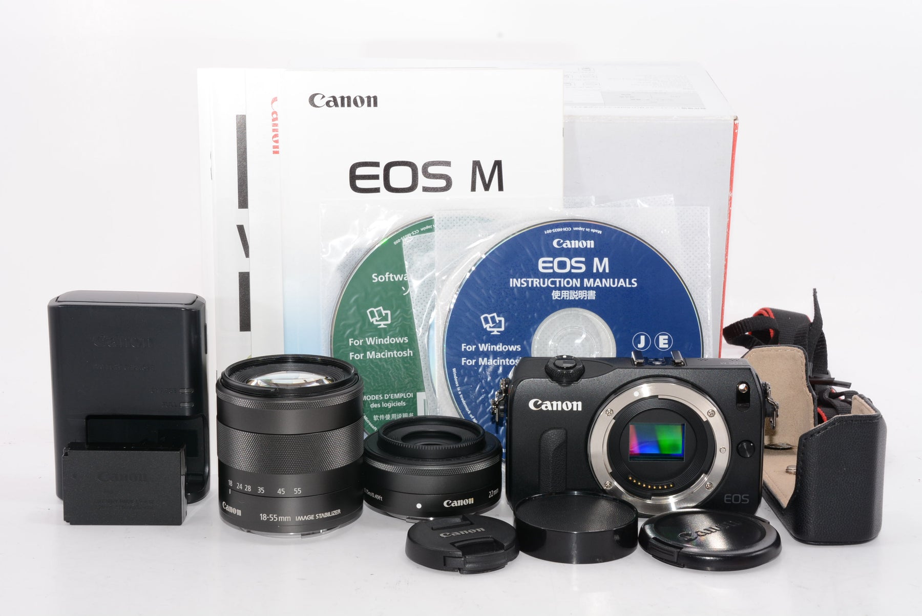 【外観特上級】Canon ミラーレス一眼カメラ EOS M3 ダブルレンズキット(ブラック) EF-M18-55mm F3.5-5.6 IS STM EF-M22mm F2 STM 付属 EOSM3BK-WLK