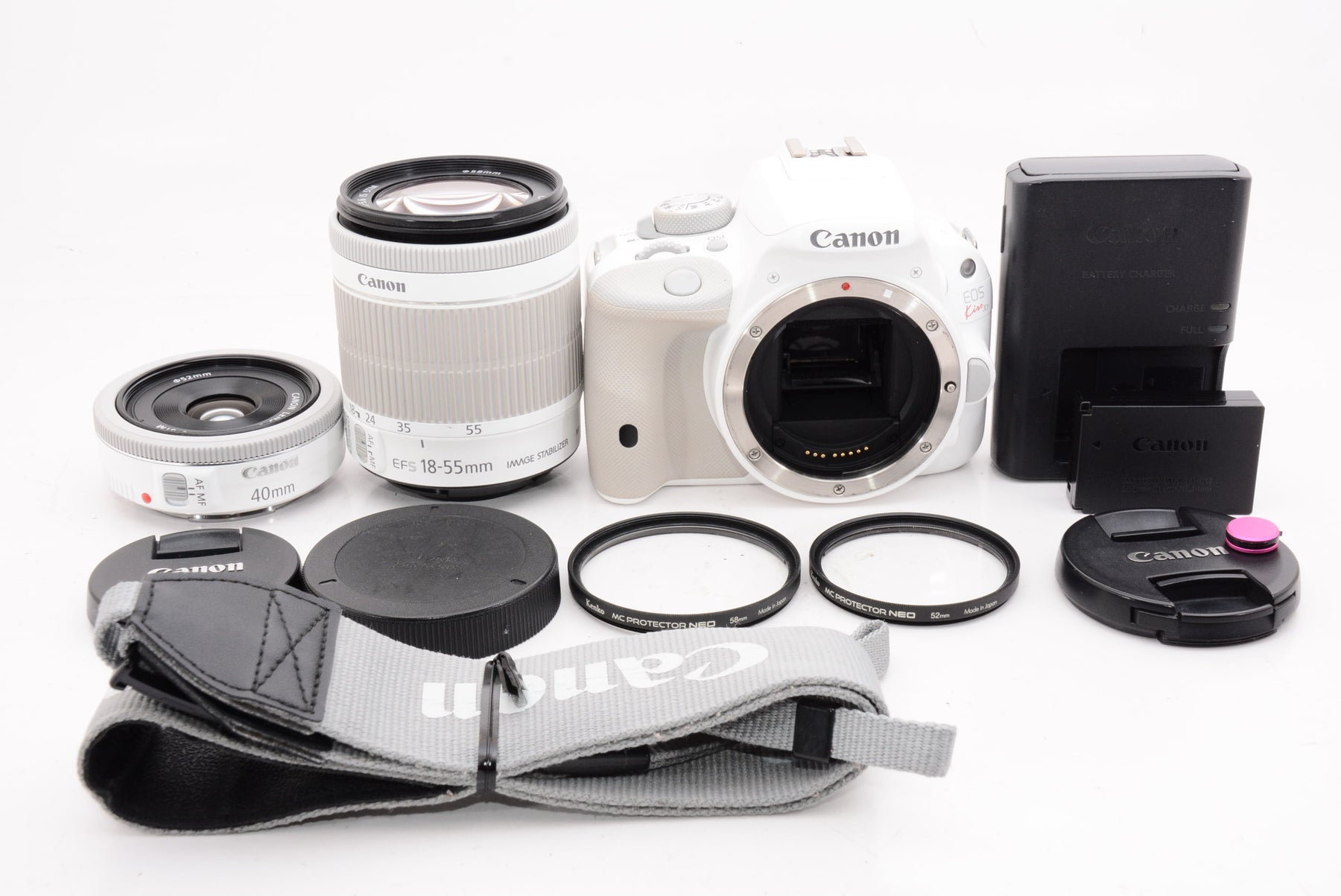 【外観特上級】Canon デジタル一眼レフカメラ EOS Kiss X7(ホワイト) ダブルレンズキット2 EF-S18-55mm F3.5-5.6 IS STM(ホワイト) EF40mm F2.8 STM(ホワイト) 付属 KISSX7WH-WLK2