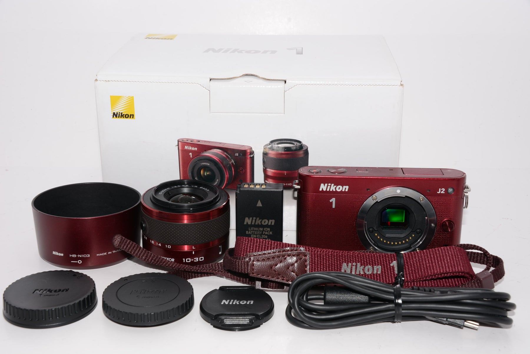 【外観特上級】Nikon ミラーレス一眼カメラ Nikon 1 (ニコンワン) J2 標準ズームレンズキット レッド N1J2HLKRD