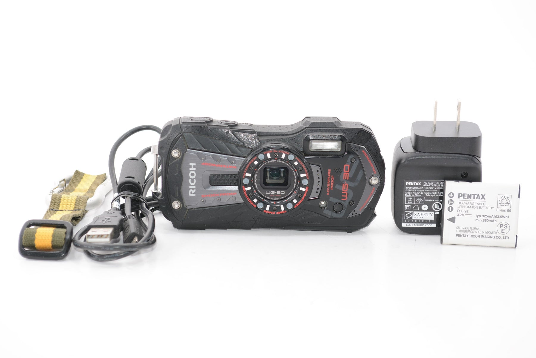【外観並級】RICOH 防水デジタルカメラ RICOH WG-30 エボニーブラック 防水12m耐ショック1.5m耐寒-10度 RICOH WG-30 BK 04591