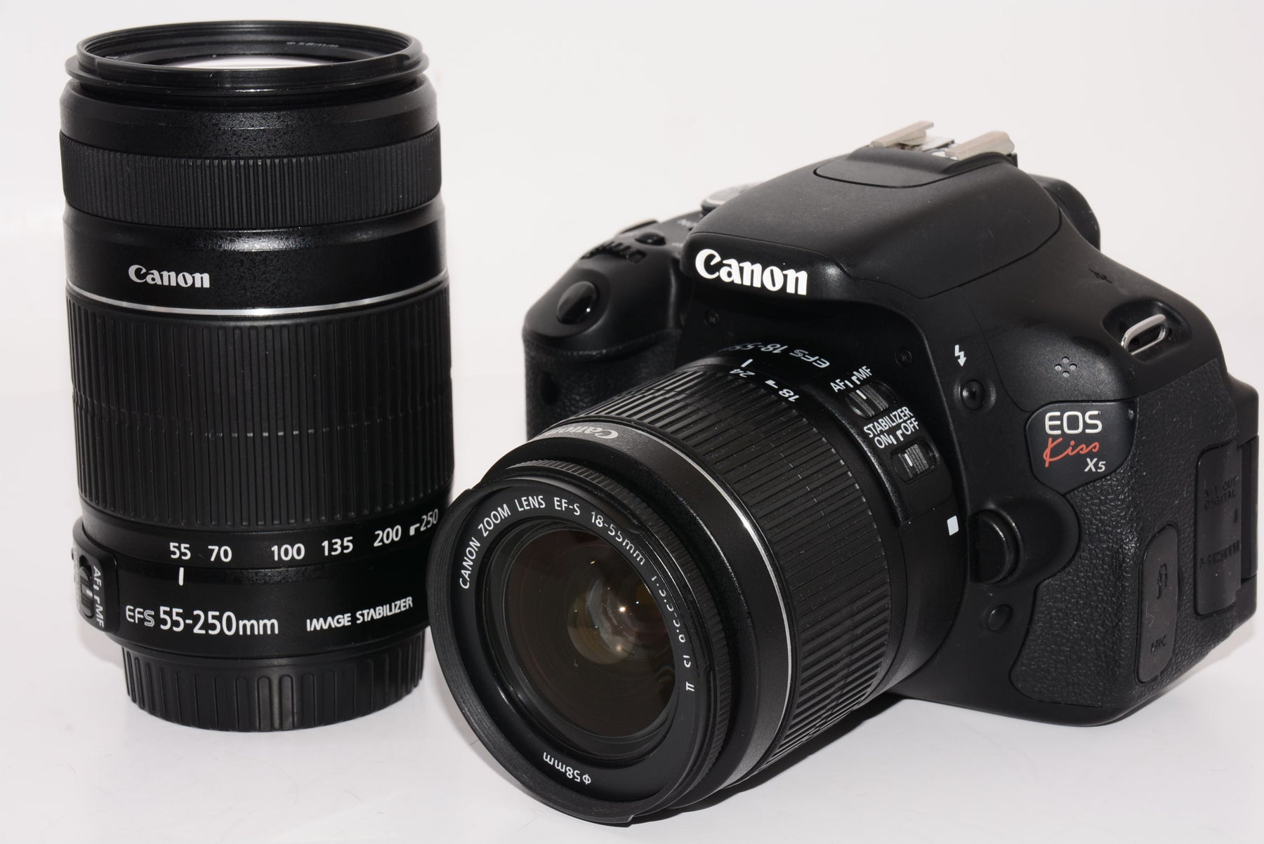 【外観特上級】Canon デジタル一眼レフカメラ EOS Kiss X5 ダブルズームキット EF-S18-55mm/EF-S55-250mm付属 KISSX5-WKIT