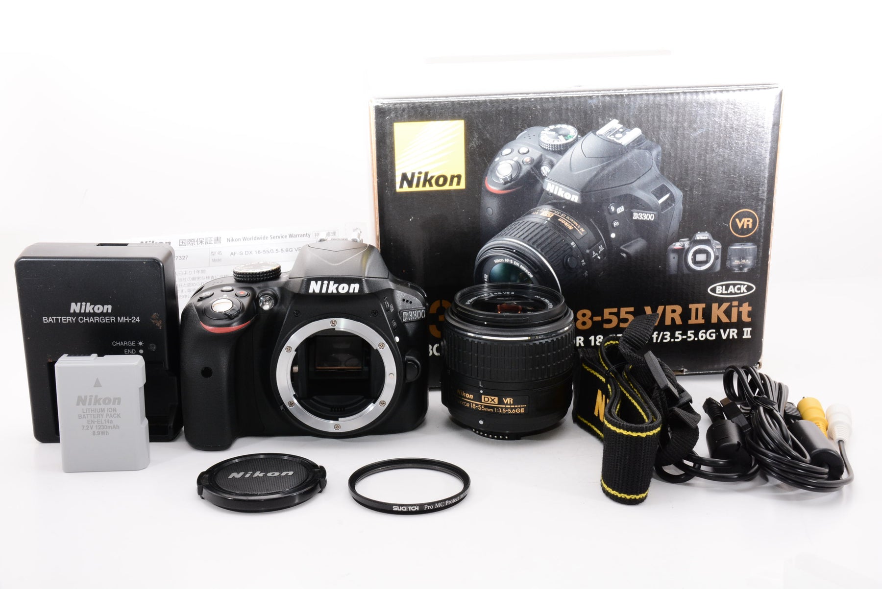 【外観特上級】Nikon デジタル一眼レフカメラ D3300 18-55 VR IIレンズキット ブラック D3300LKBK