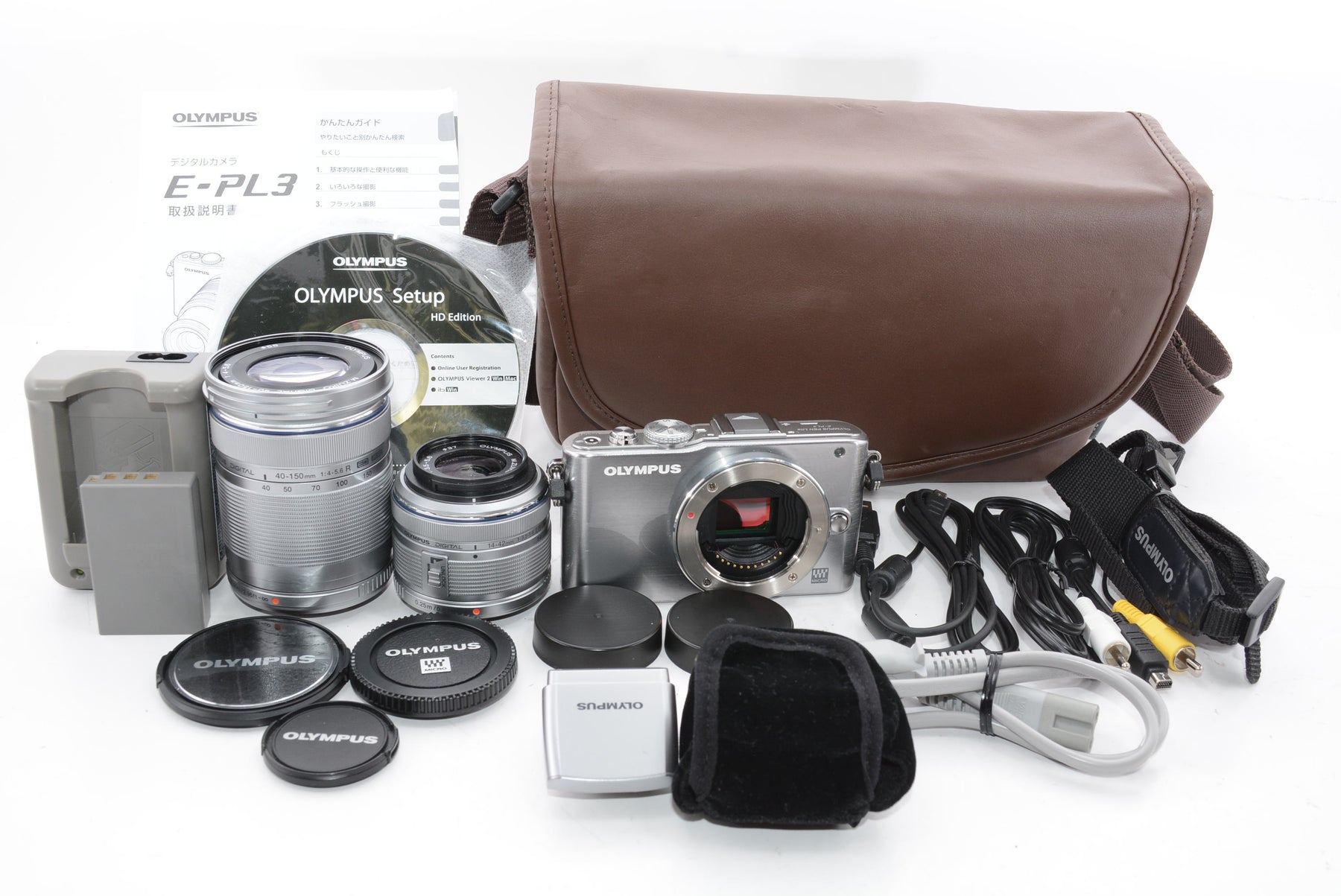 【外観特上級】OLYMPUS ミラーレス一眼 PEN Lite E-PL3 ダブルズームキット シルバー E-PL3 DZKIT SLV