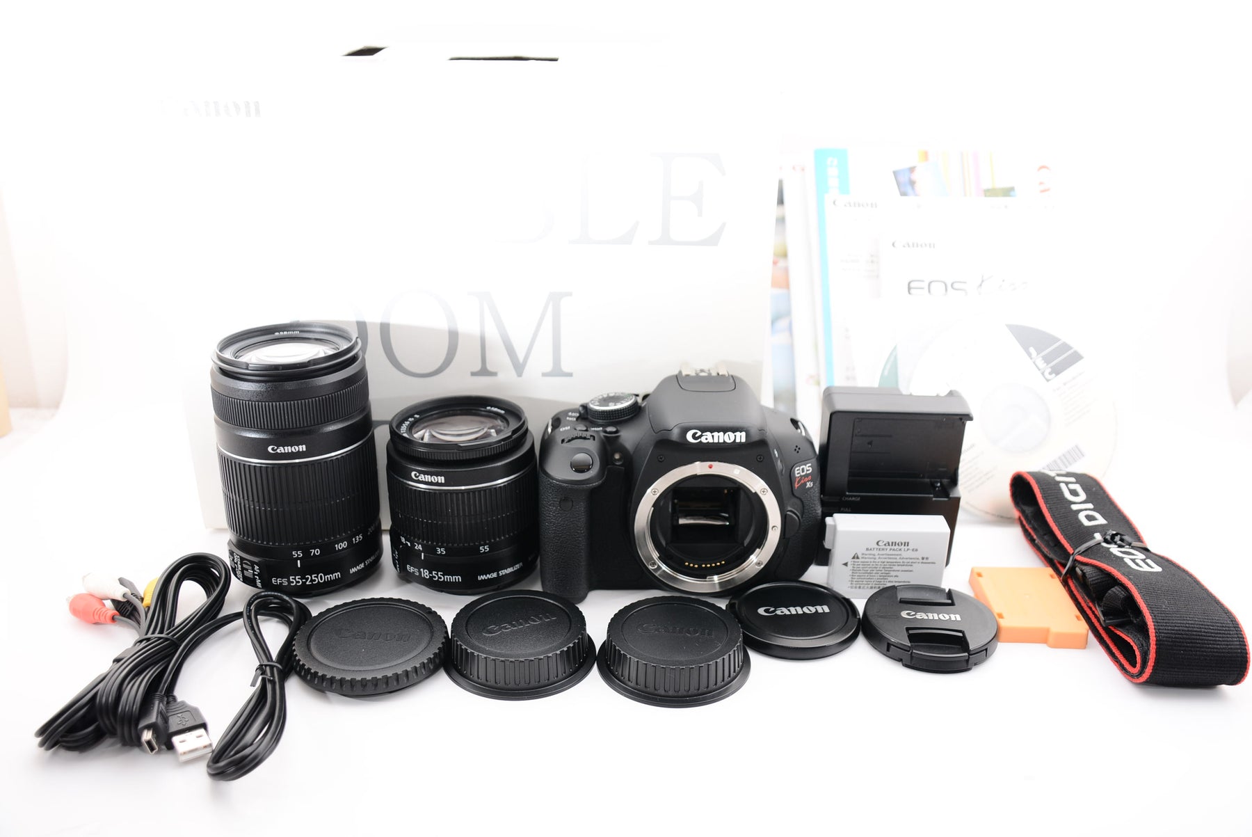 【外観特上級】Canon デジタル一眼レフカメラ EOS Kiss X5 ダブルズームキット EF-S18-55mm/EF-S55-250mm付属 KISSX5-WKIT