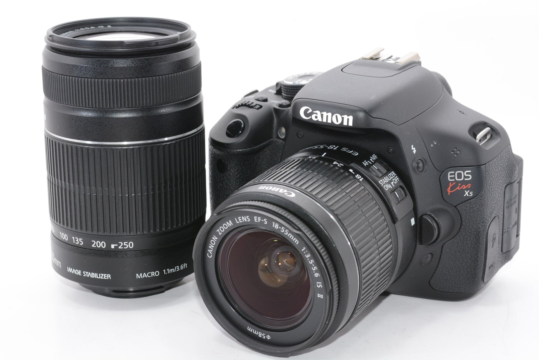 【外観特上級】Canon デジタル一眼レフカメラ EOS Kiss X5 ダブルズームキット EF-S18-55mm/EF-S55-250mm付属 KISSX5-WKIT