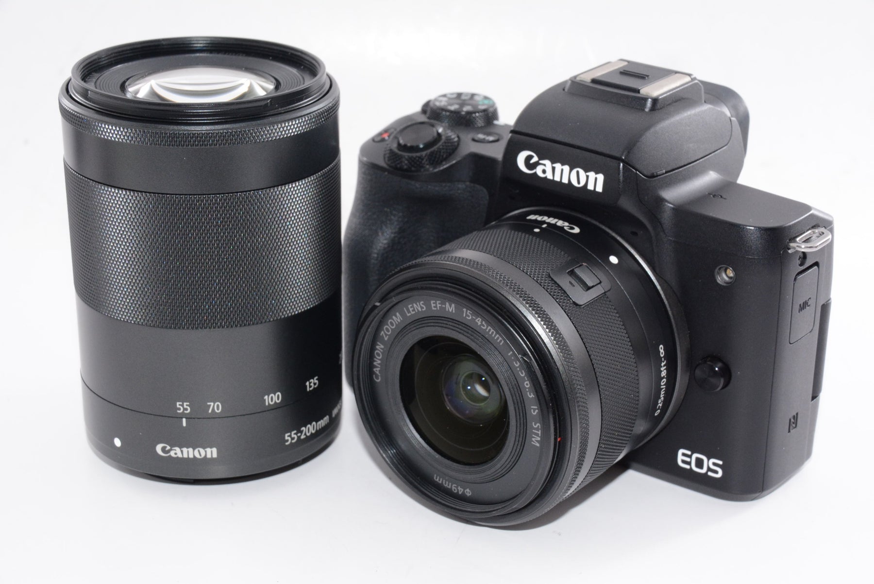 【外観並級】Canon ミラーレス一眼カメラ EOS Kiss M ダブルズームキット ブラック