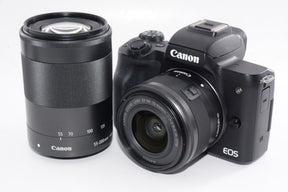 【外観並級】Canon ミラーレス一眼カメラ EOS Kiss M ダブルズームキット ブラック