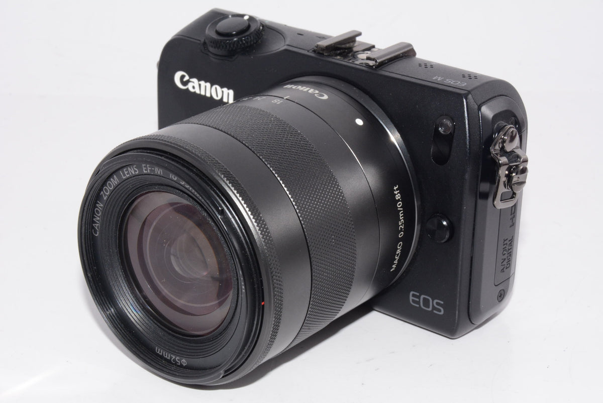 【外観並級】Canon ミラーレス一眼カメラ EOS M レンズキット EF-M18-55mm F3.5-5.6 IS STM付属 ブラック EOSMBK-18-55ISSTMLK