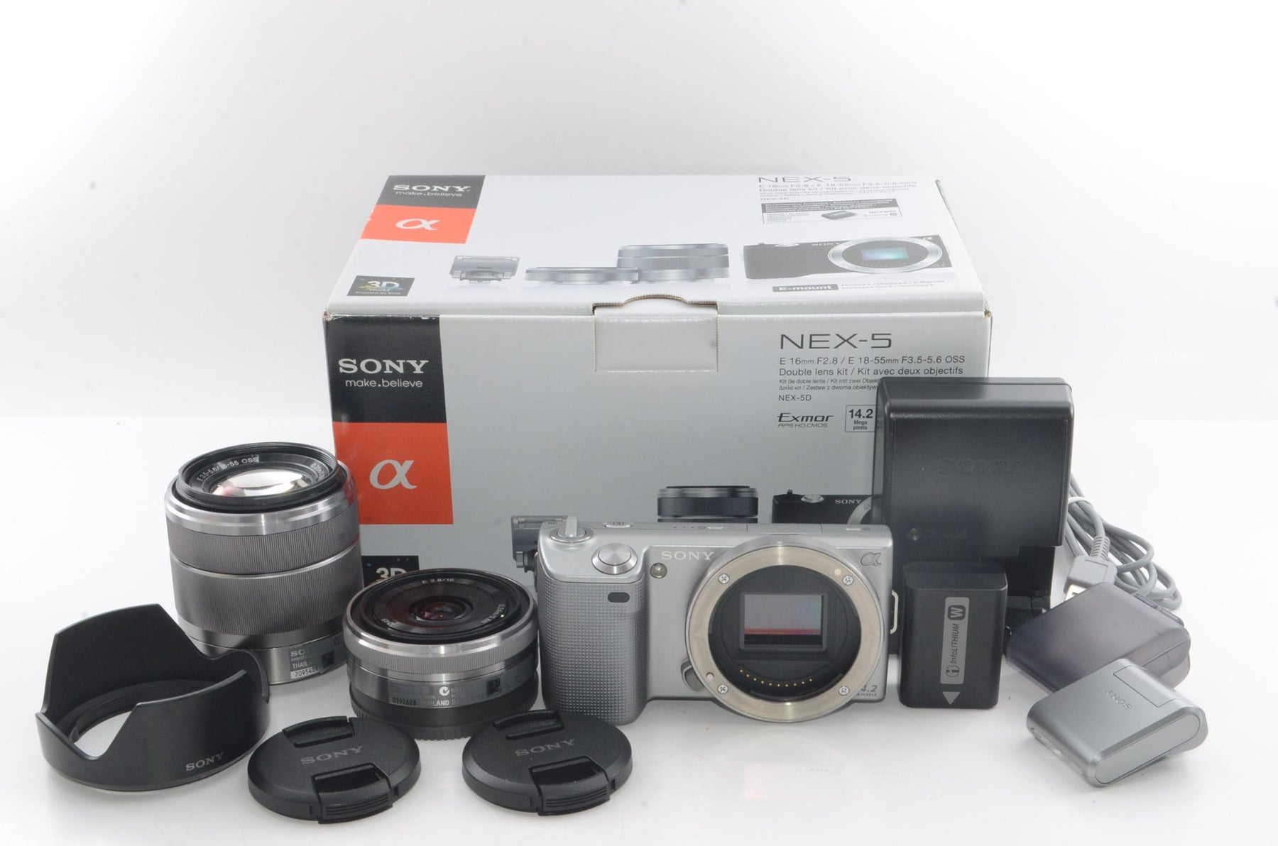 【外観特上級】ソニー SONY ミラーレス一眼α NEX-5 ダブルレンズキット シルバー NEX-5D/S