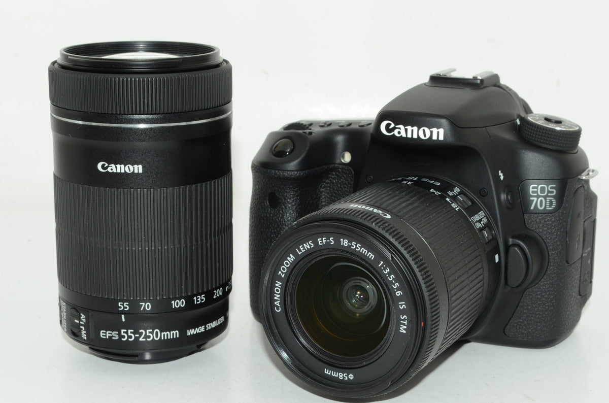 【外観並級】Canon デジタル一眼レフカメラ EOS 70D ダブルズームキット EF-S18-55 IS STM/EF-S55-250 IS STM付属 EOS70D-WKIT