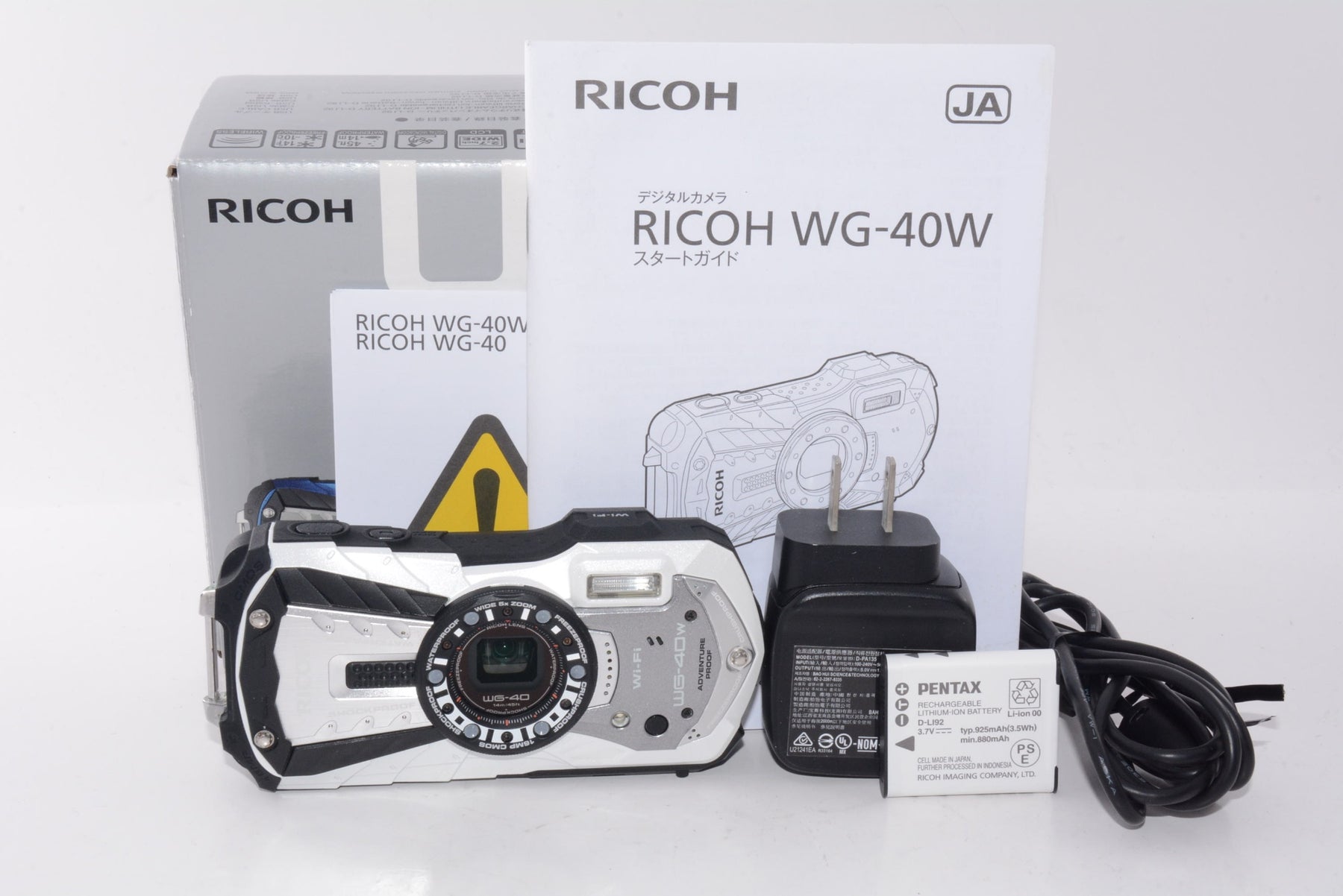 【外観並級】RICOH 防水デジタルカメラ RICOH WG-40W ホワイト 防水14m耐ショック1.6m耐寒-10度 RICOH WG-40W WH 04687