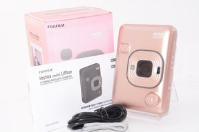 【外観特上級】FUJIFILM チェキ インスタントカメラ/スマホプリンター instax mini LiPlay ブラッシュゴールド